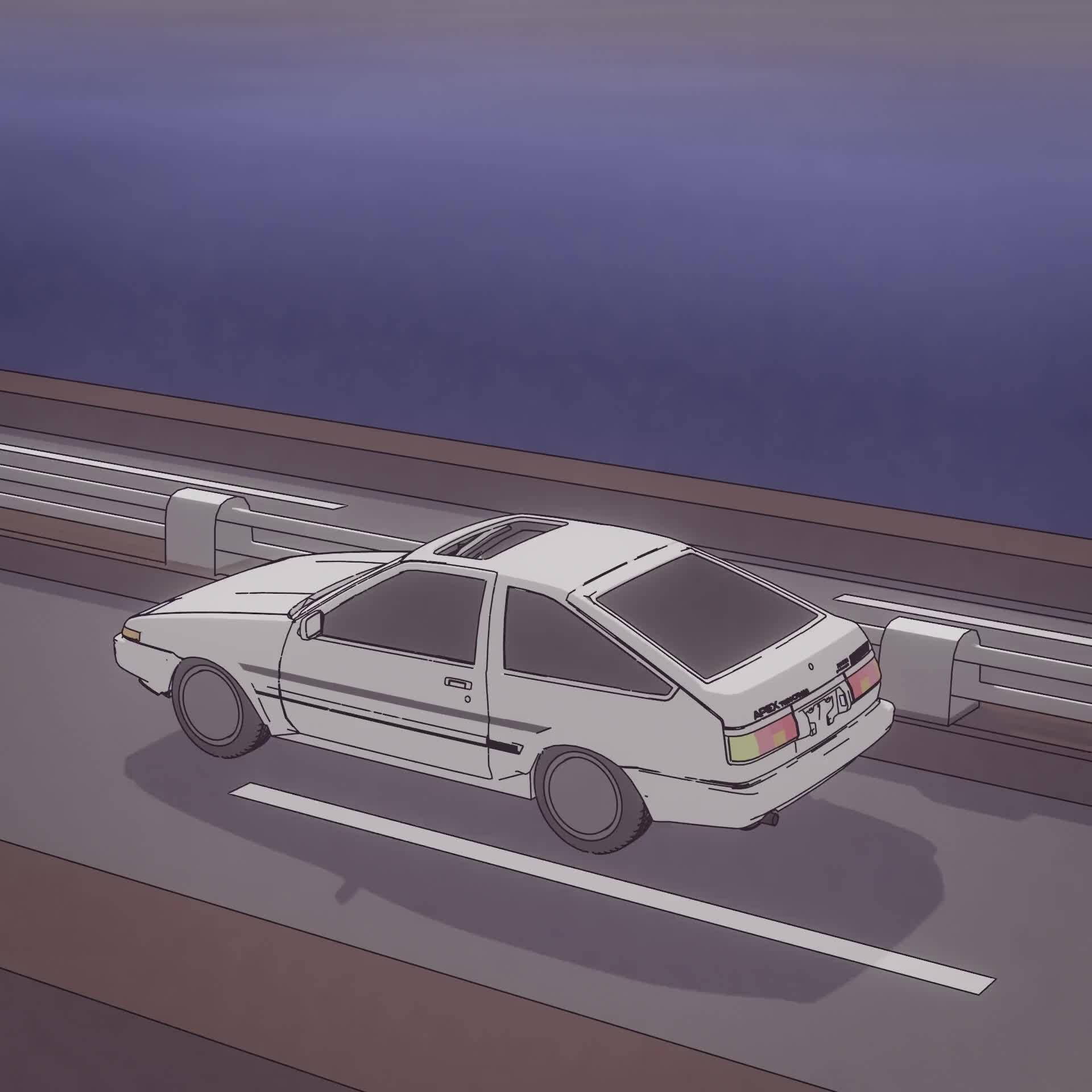 รถ Toyota AE86 สไตล์อนิเมะ วอลเปเปอร์