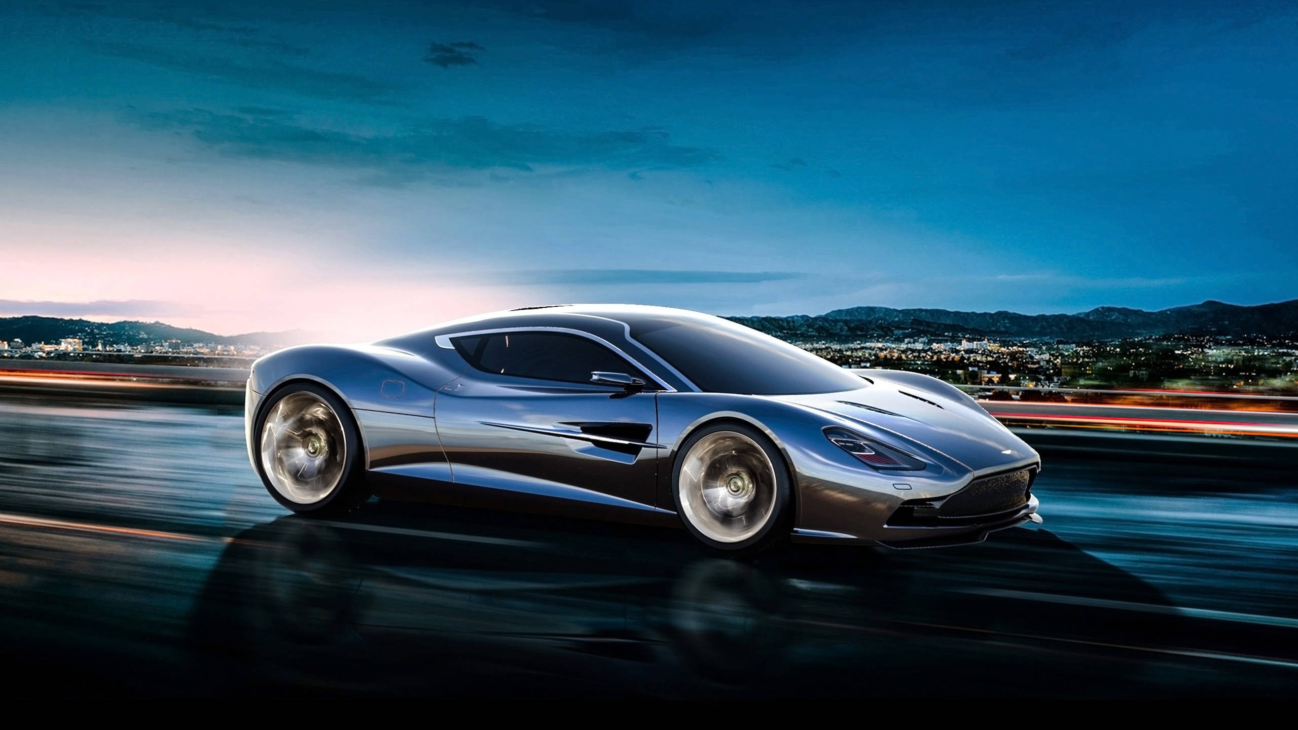รถสปอร์ตสีฟ้า Aston Martin วอลเปเปอร์
