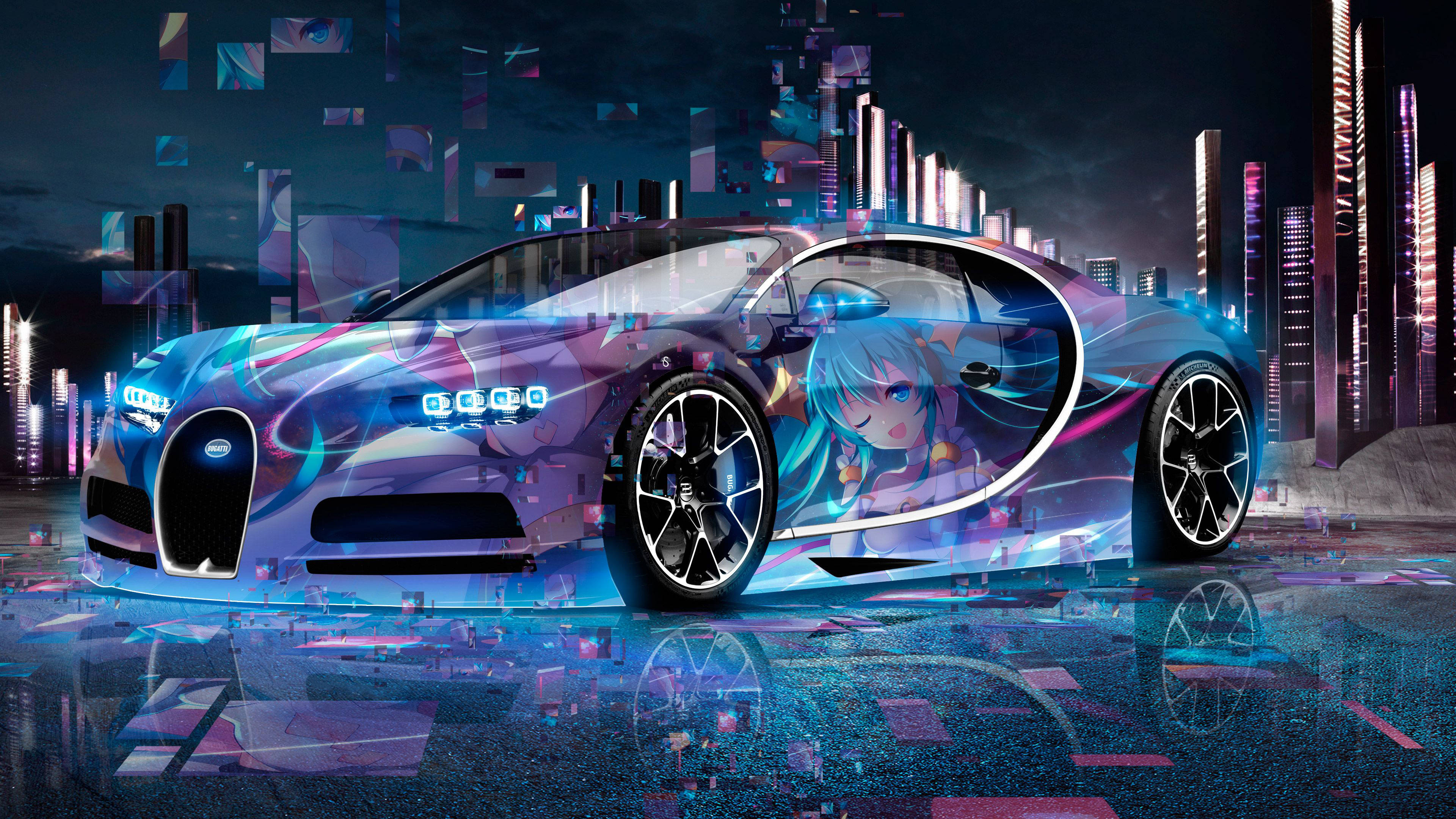 รถอนิเมะ Bugatti Chiron วอลเปเปอร์