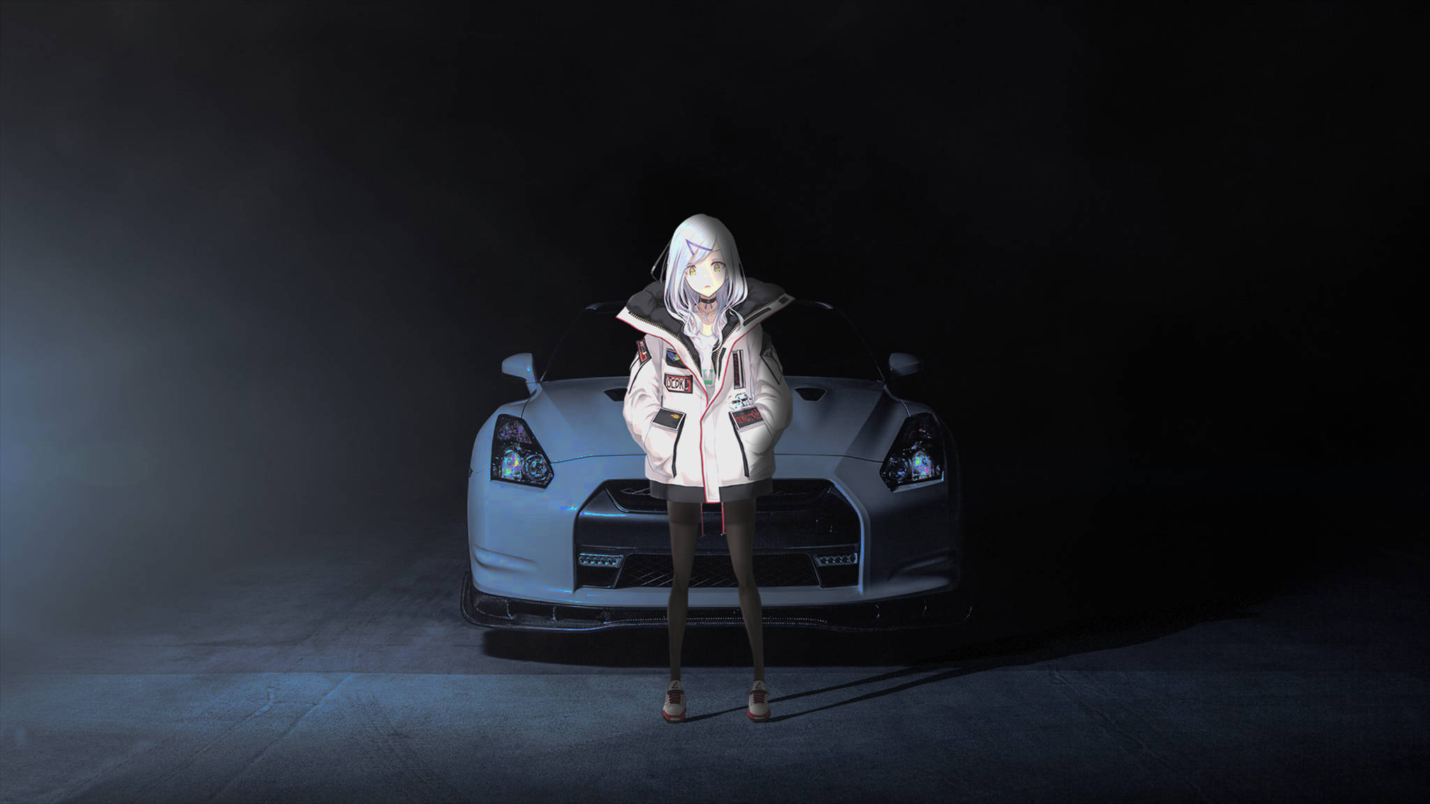 รถอนิเมะนิสสันสีขาว วอลเปเปอร์