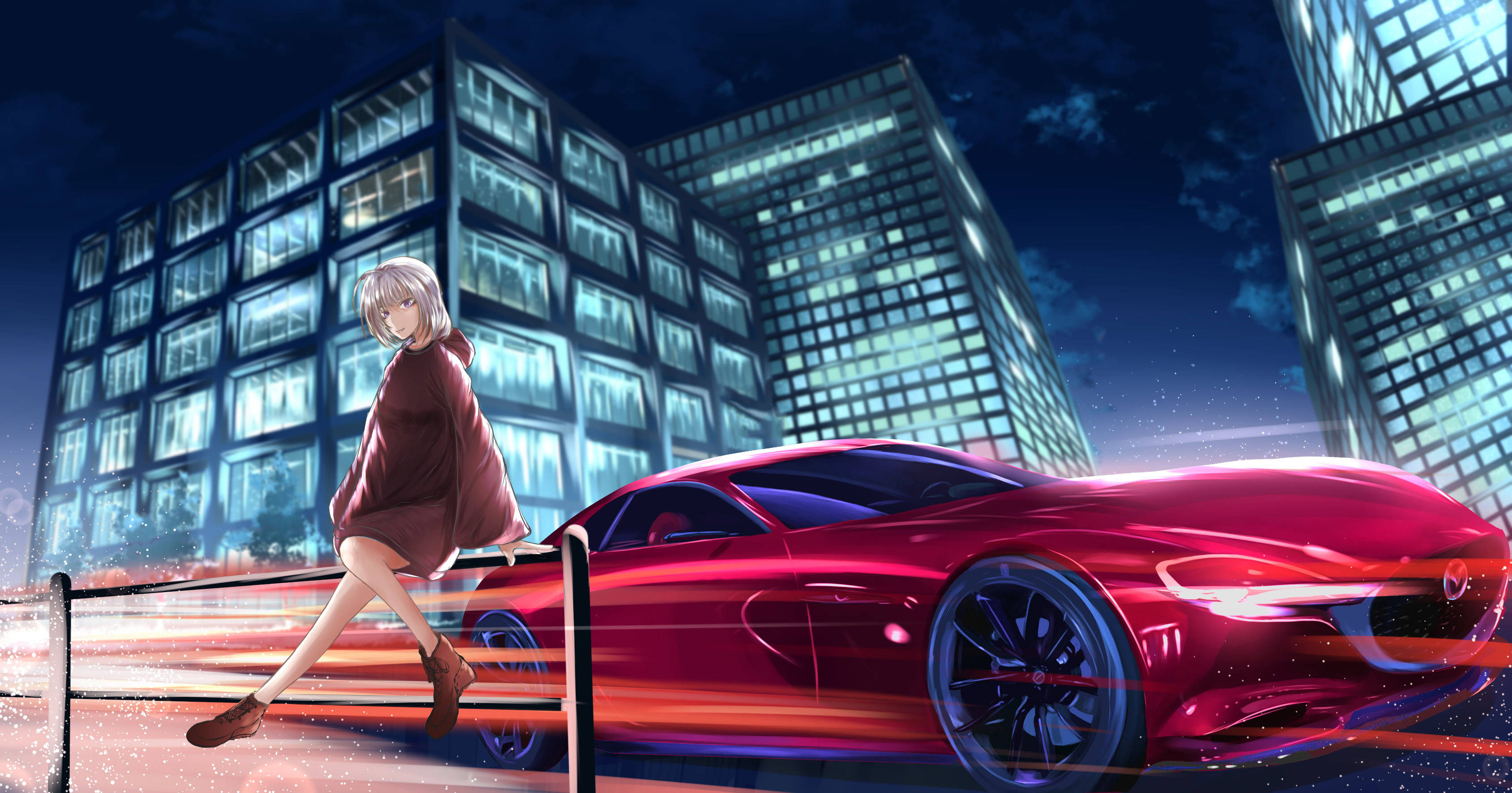 รถอนิเมะสีแดง Mazda วอลเปเปอร์