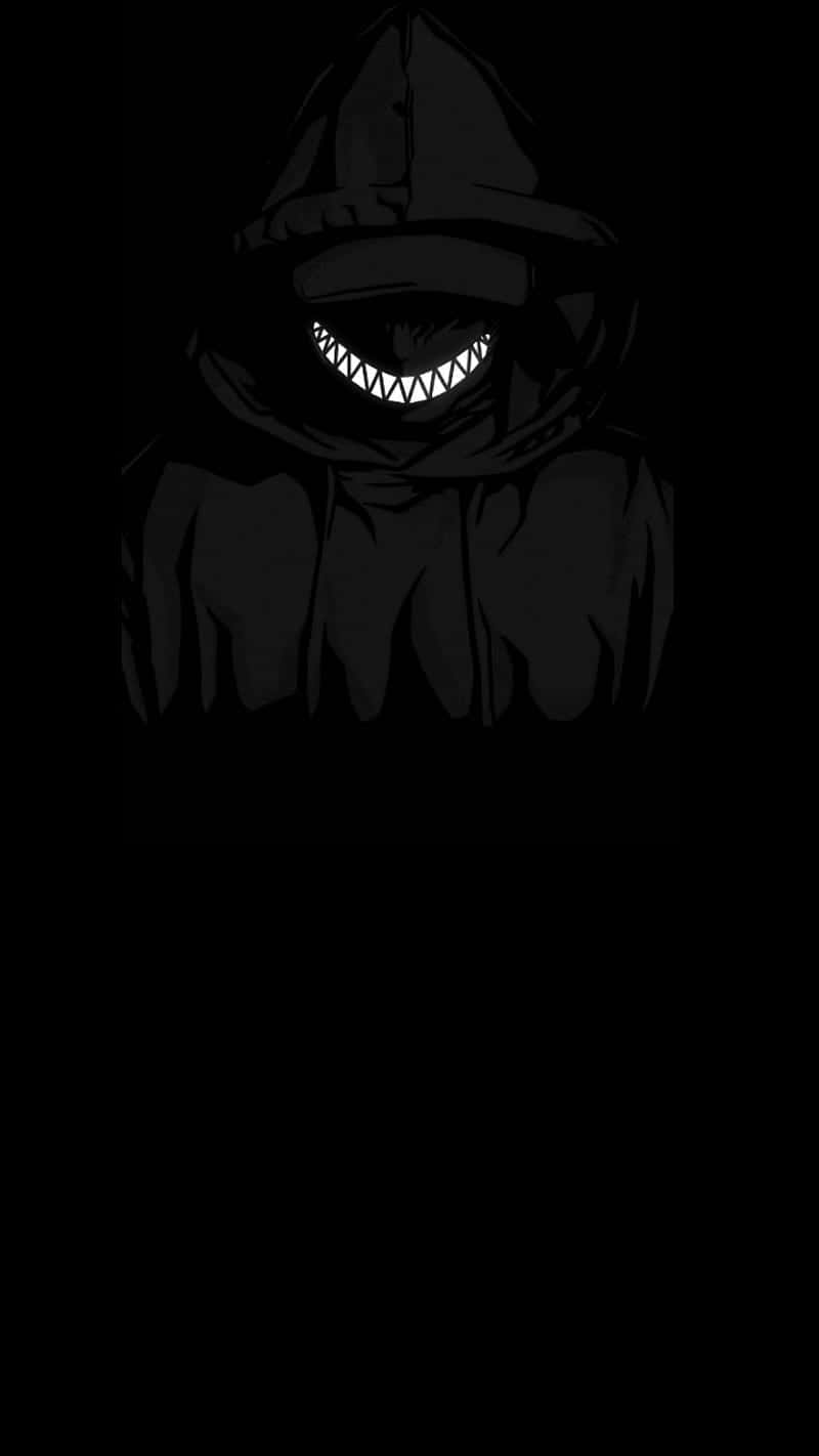 รอยยิ้มหลอนๆ ของตัวการ์ตูนอนิเมะในธีมดำ วอลเปเปอร์