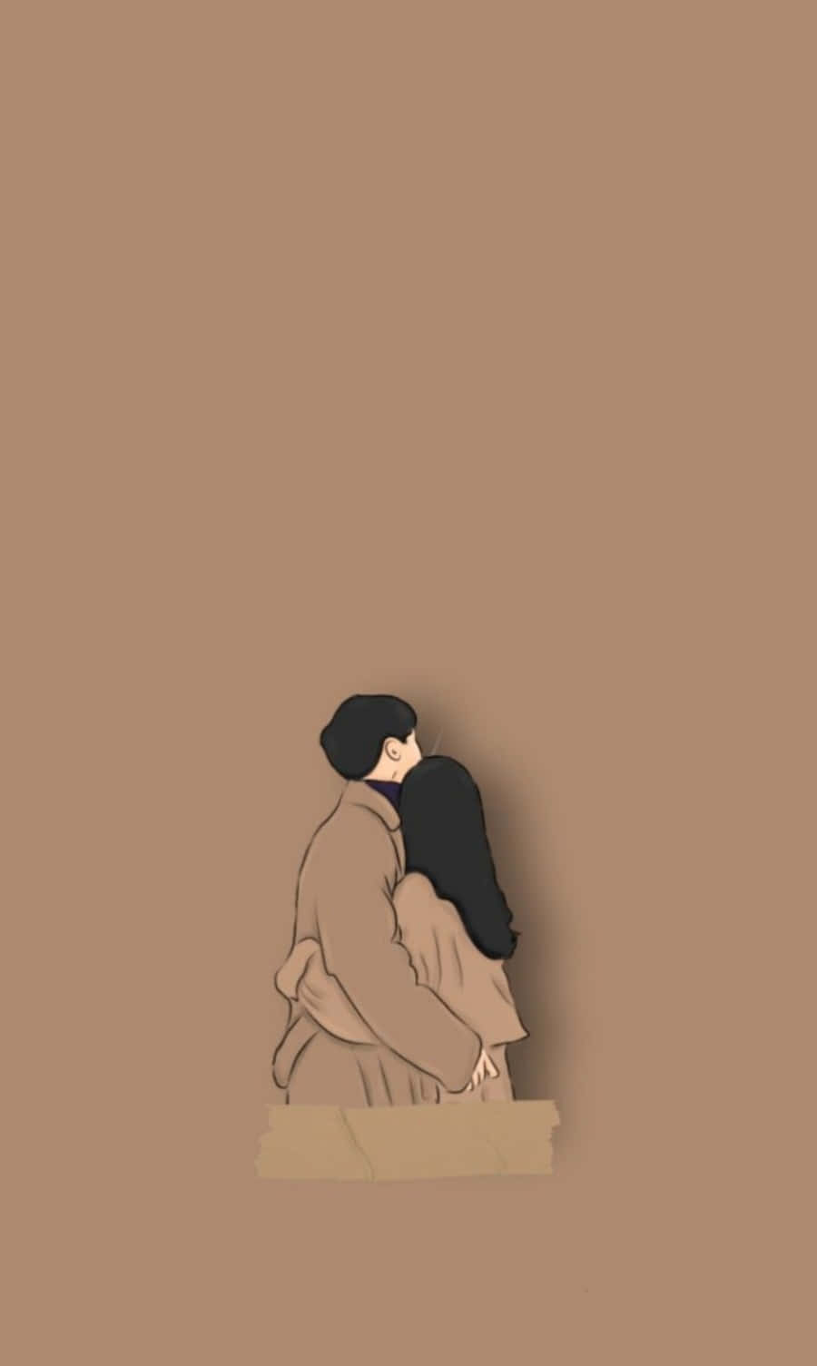 รูปคู่การ์ตูนสีน้ำตาล วอลเปเปอร์