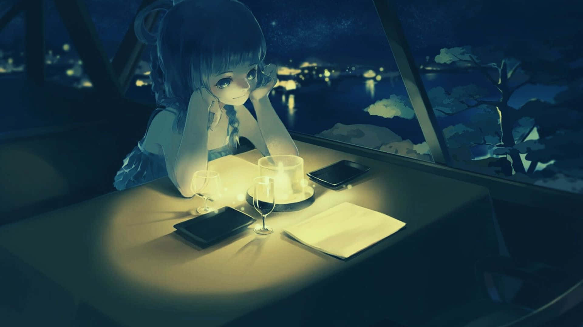 ร้านกาแฟแนวทันสมัยที่ได้รับแรงบันดาลใจจากการออกแบบอนิเมะ วอลเปเปอร์