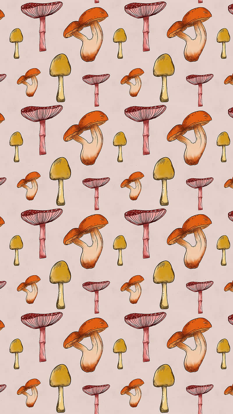 ลวดลายดอกไม้เห็ดน่ารักวินเทจสyle Groovy วอลเปเปอร์