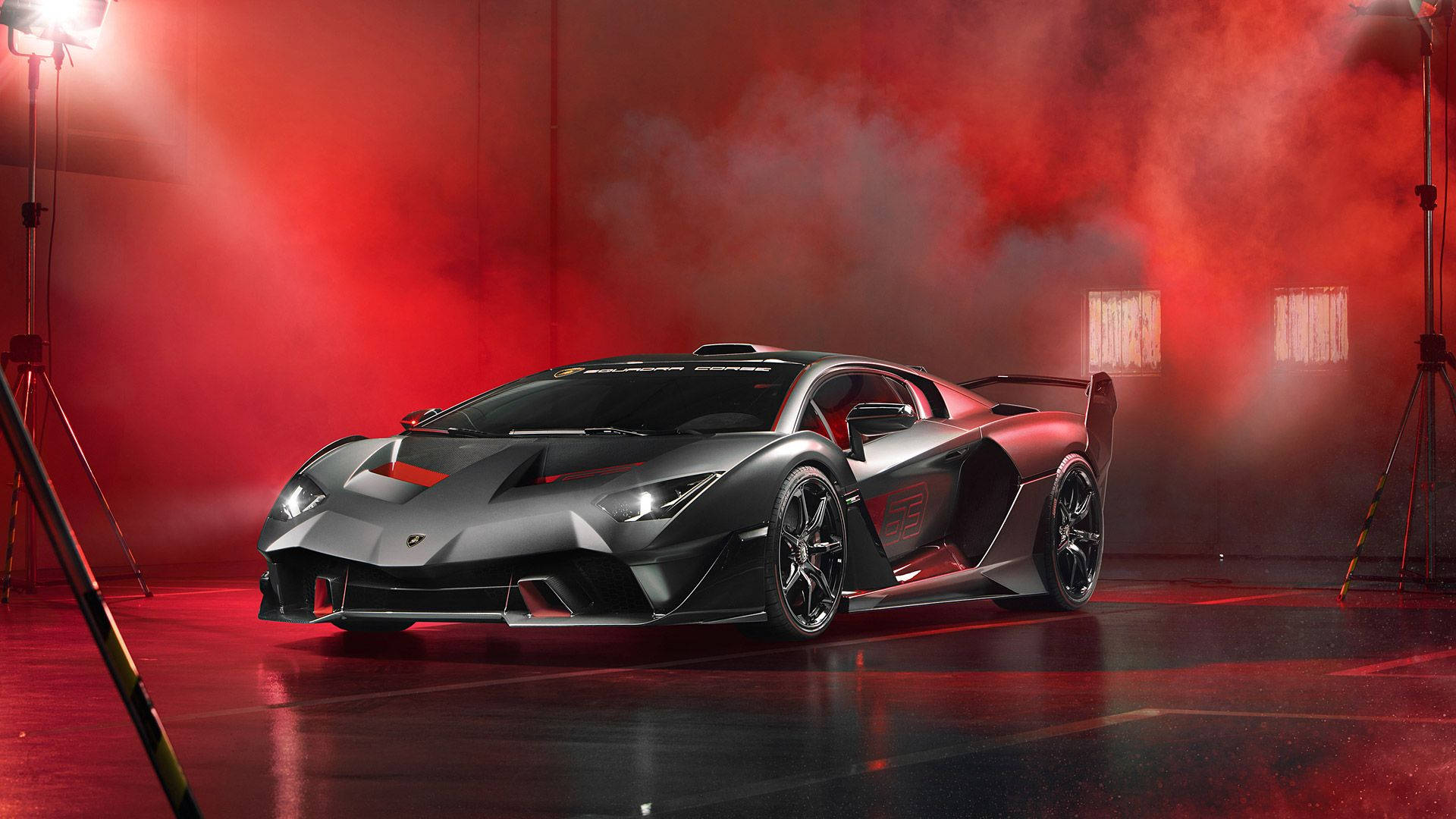 ลัมโบร์กินีสีดำควันแดง — Lamborghini วอลเปเปอร์