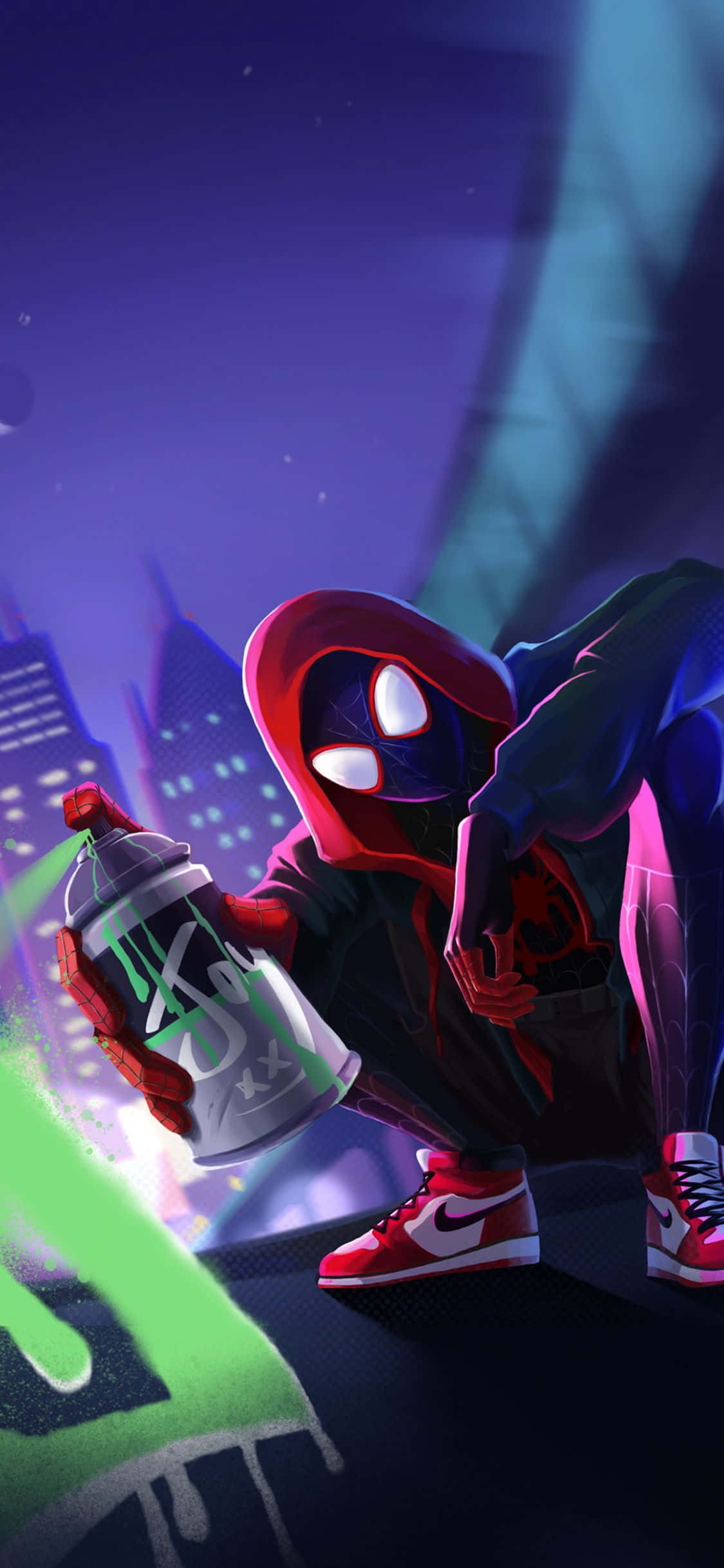 ลายกราฟฟิตี้ Marvel Spider-Man Miles Morales สำหรับ iPhone วอลเปเปอร์