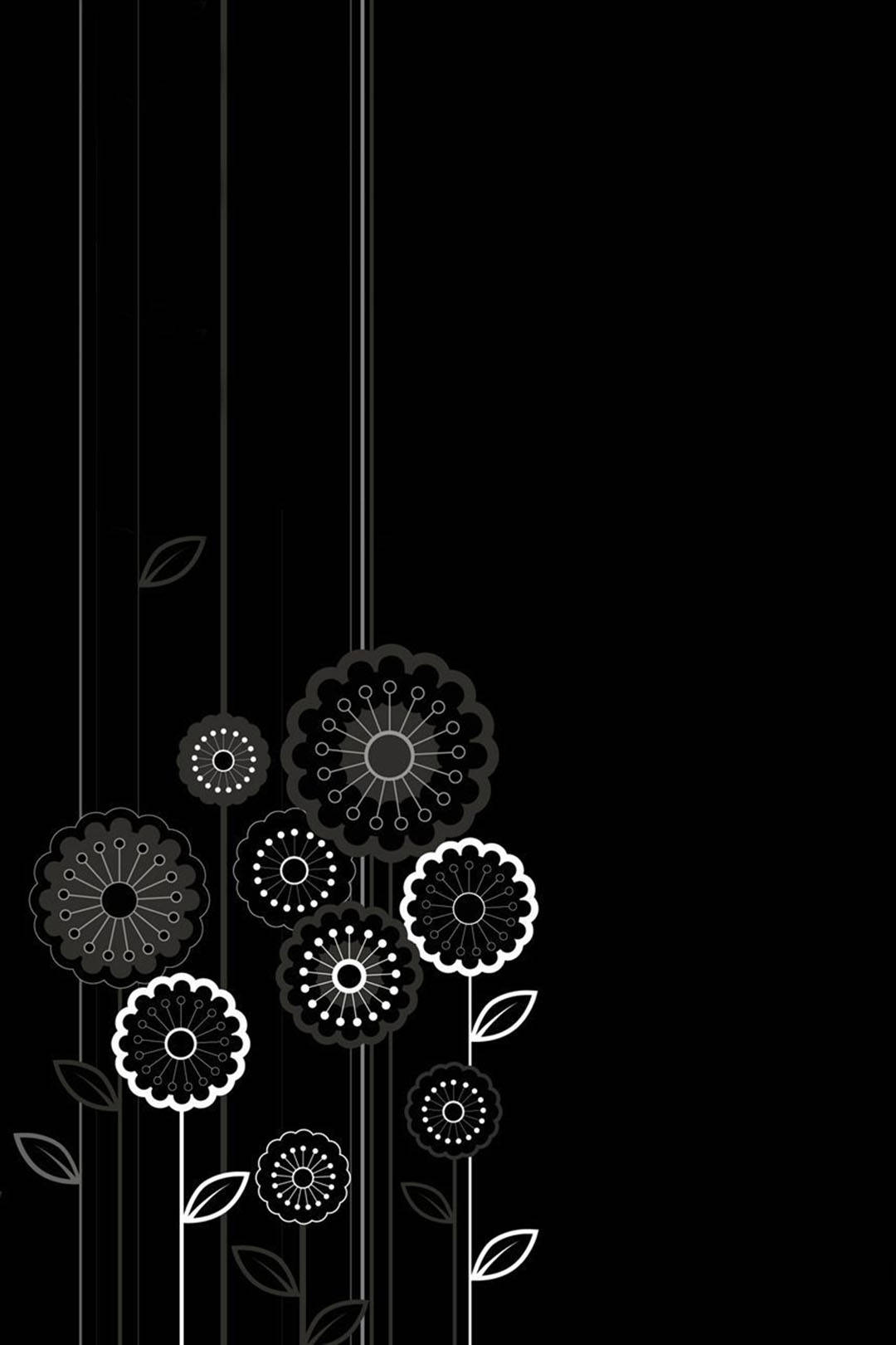 ลายดอกไม้การ์ตูน Android สีเข้ม — ดอกไม้ วอลเปเปอร์