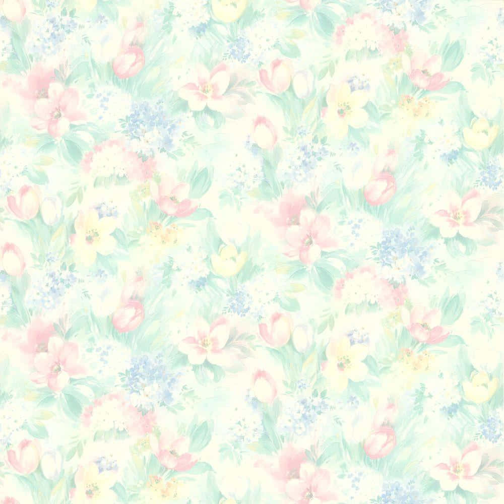 ลายดอกไม้พื้นหลังสีพาสเทล วอลเปเปอร์
