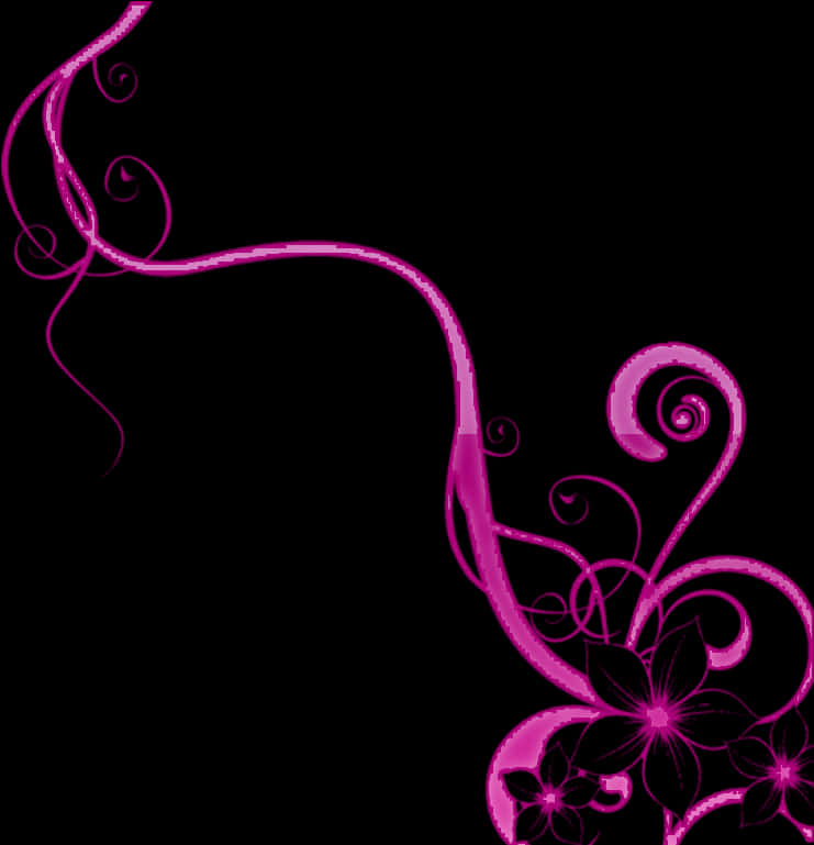 ลายดอกไม้สีชมพูและเถาวัลย์กราฟิก วอลเปเปอร์