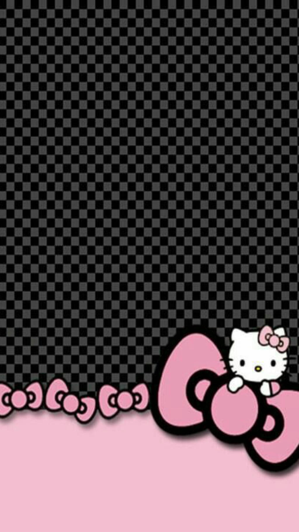 ลายตารางหมากรุกสีดำ Hello Kitty วอลเปเปอร์