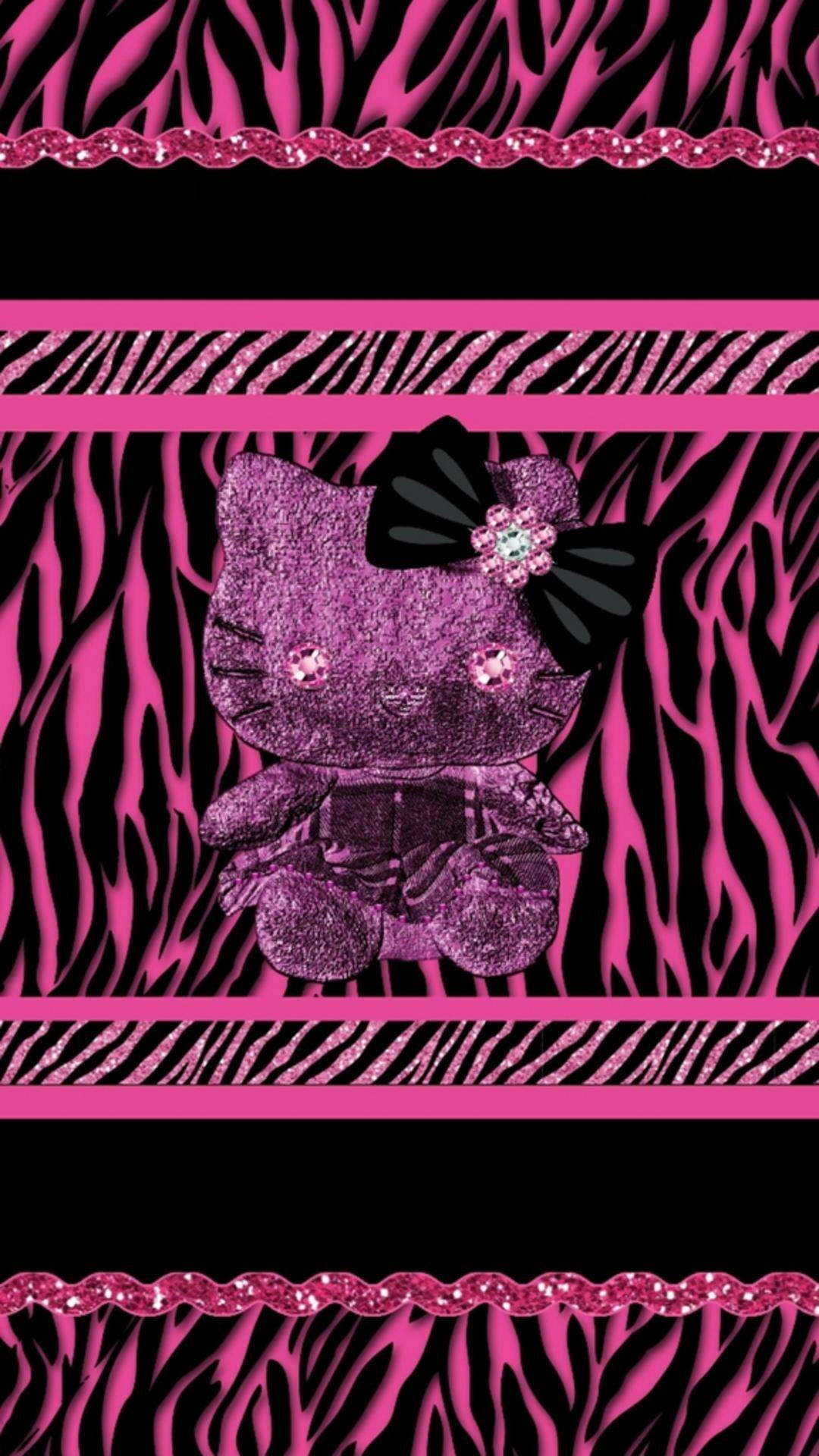 ลายสัตว์สีดำ Hello Kitty วอลเปเปอร์