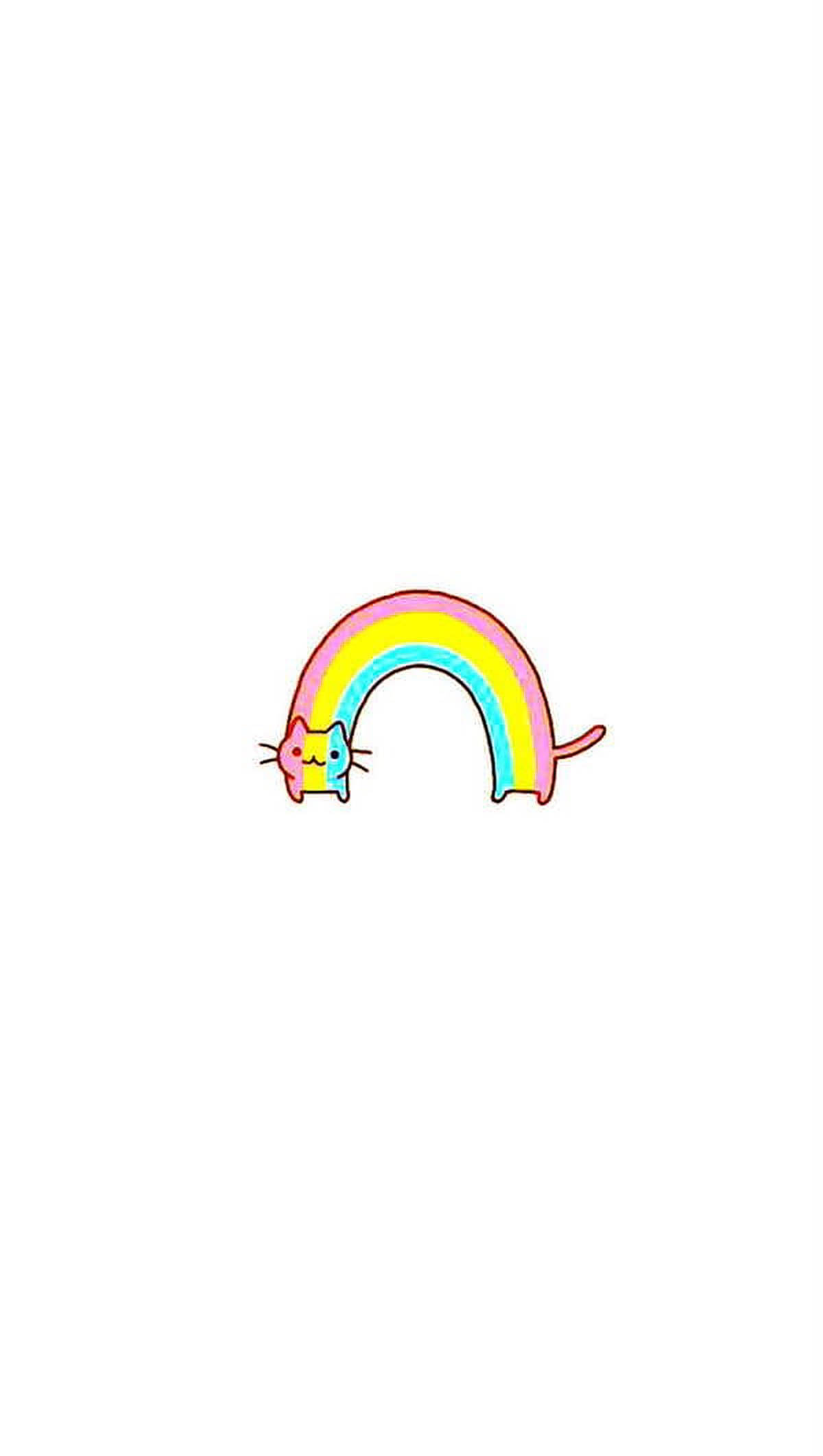 ลายเส้นแมวน่ารักสีพาสเทลรุ้ง วอลเปเปอร์