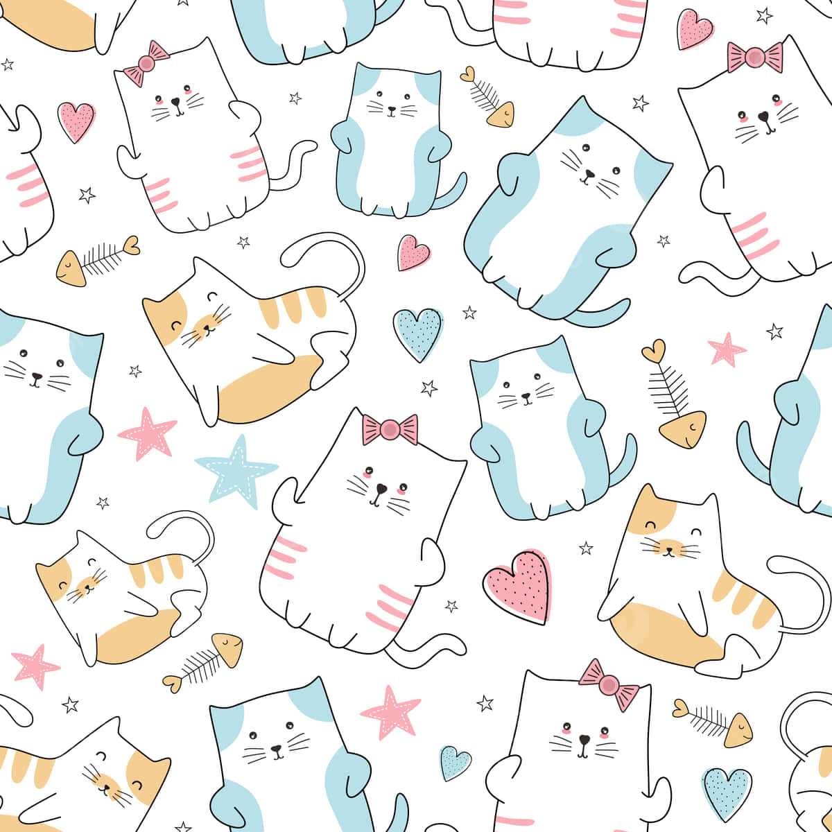 ลายแมวน่ารักทำให้ผนังหรือผ้าทุกแบบดูสนุกและหวาน! วอลเปเปอร์