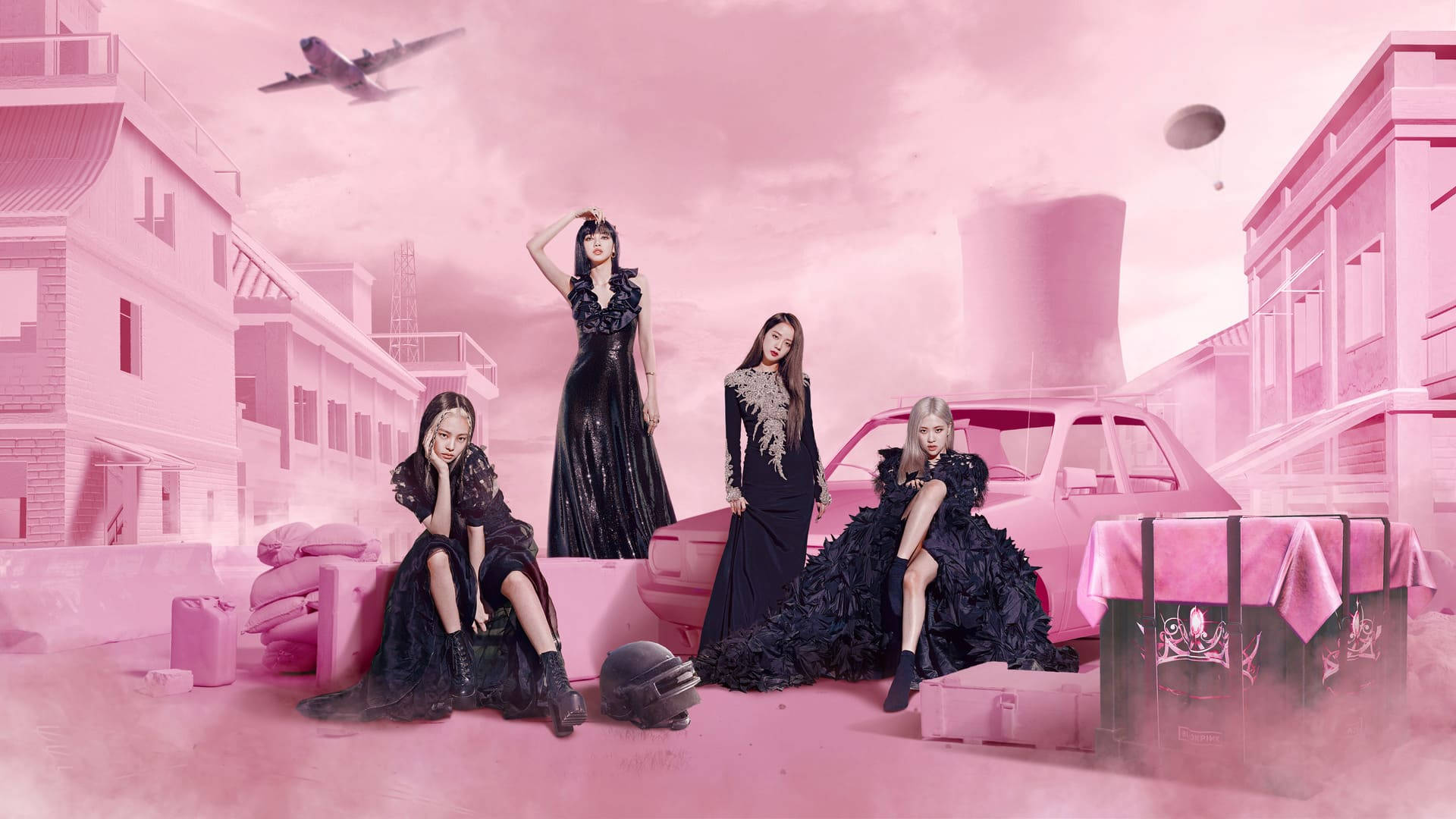วอลเปเปอร์ Blackpink ชุดเดรสสีดำ — เคป๊อป GIF วอลเปเปอร์