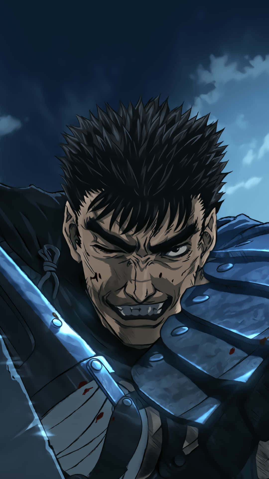 วอลเปเปอร์ Guts ยิ้มเย้ยจาก Berserk สำหรับ iPhone วอลเปเปอร์