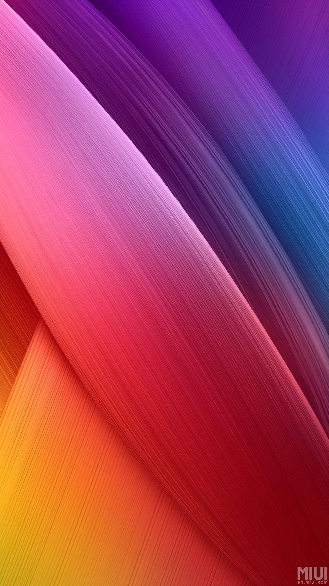 วอลเปเปอร์ MIUI สีสันสดใสลายเส้นสีม่วง ส้ม และแดง วอลเปเปอร์