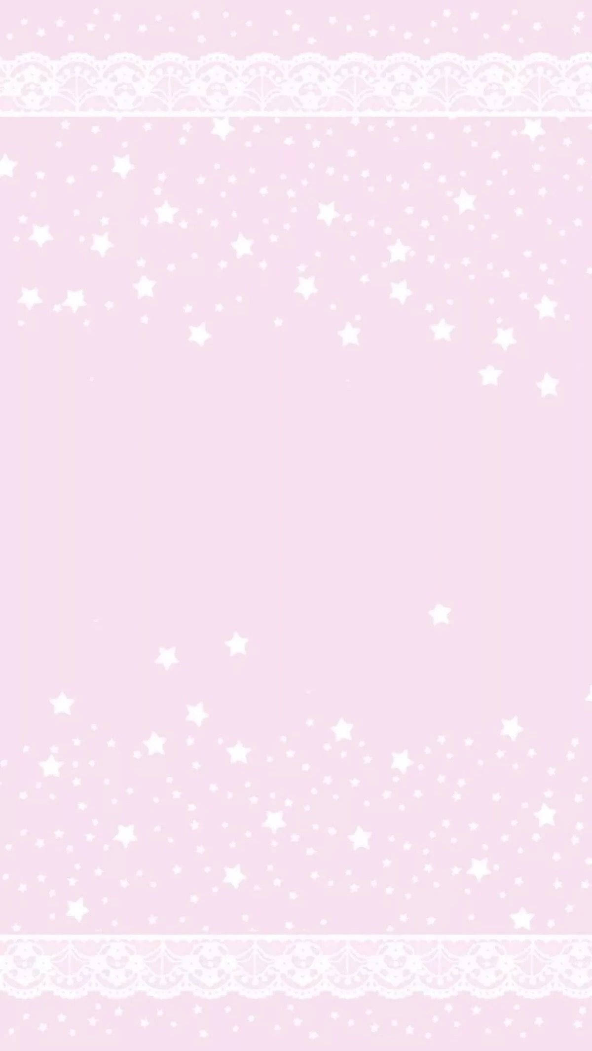 วอลเปเปอร์สีชมพูน่ารักลายดาวและขอบ วอลเปเปอร์