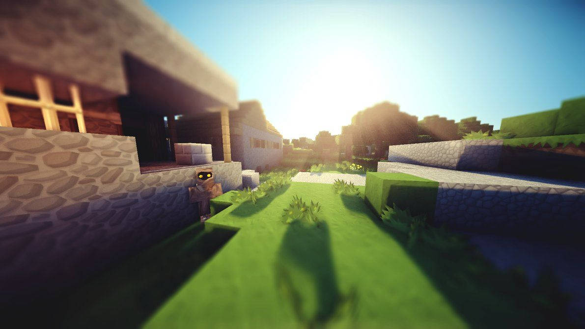 วอลเปเปอร์มุมมองกลางแจ้งสีเขียววันแดด HD Minecraft — มายคราฟ วอลเปเปอร์