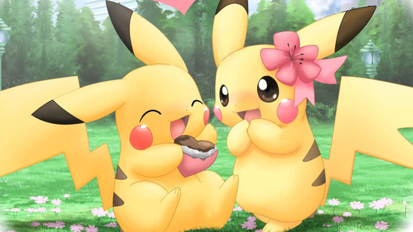 วาเลนไทน์น่ารัก โปเกม่อน พิคาชู และ พิคาล่า วอลเปเปอร์