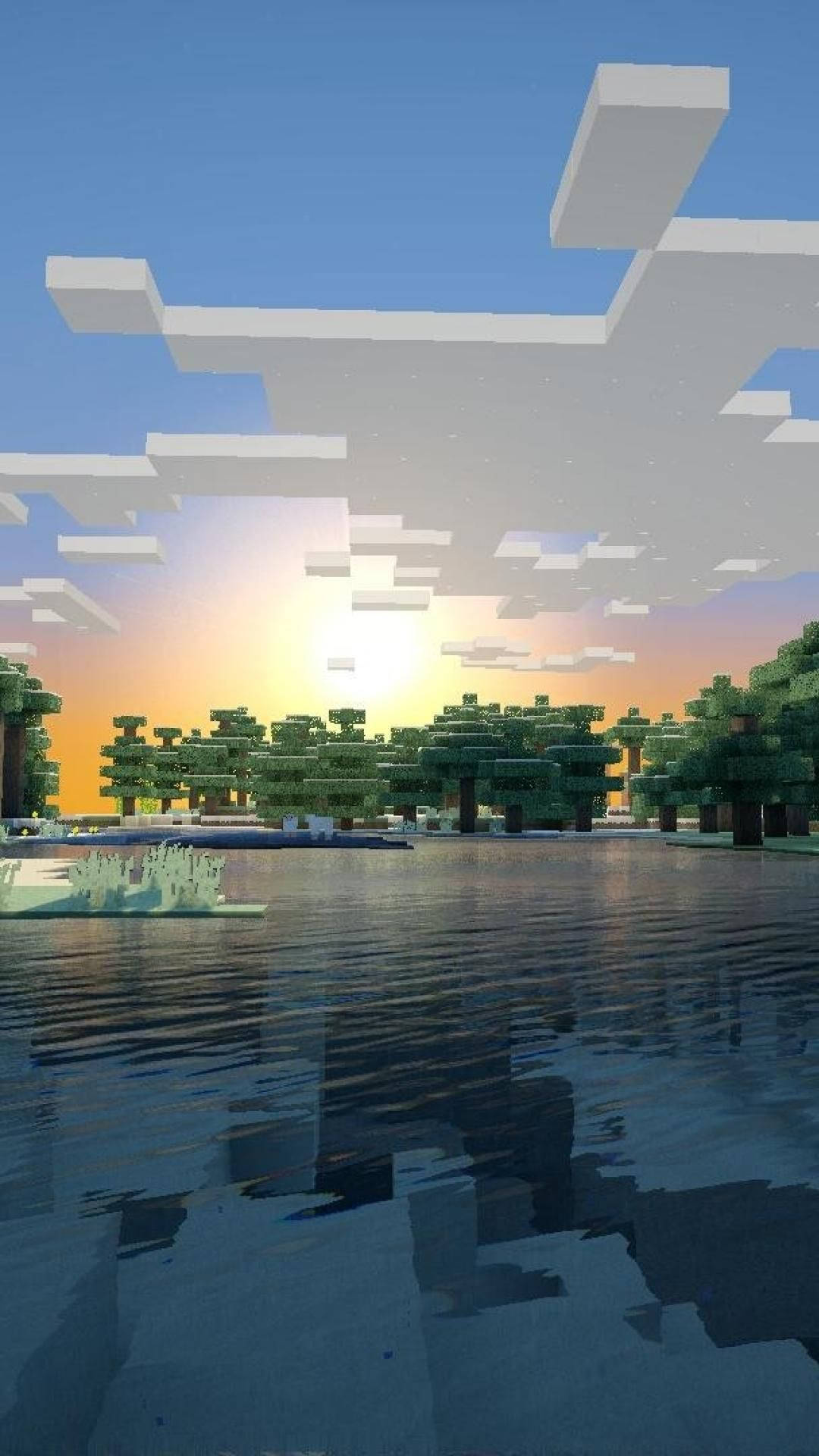 วิวธรรมชาติใน Minecraft บนมือถือ วอลเปเปอร์