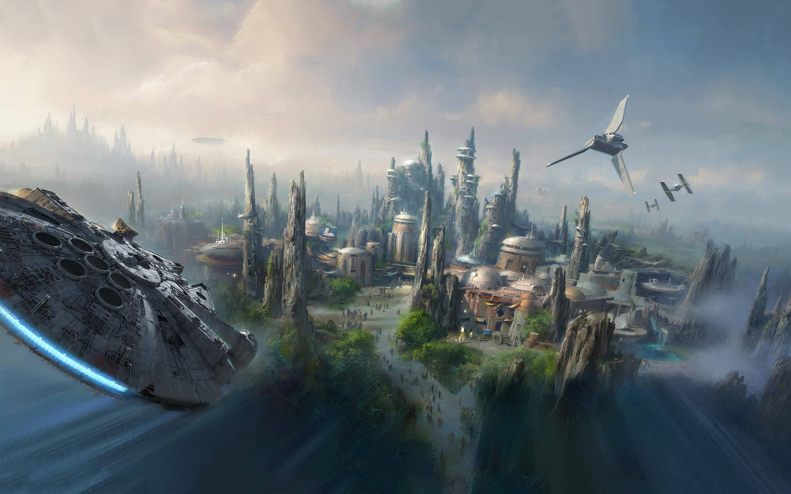 ศิลปะ Star Wars Land ดิสนีย์ 4K กว้างพิเศษ วอลเปเปอร์