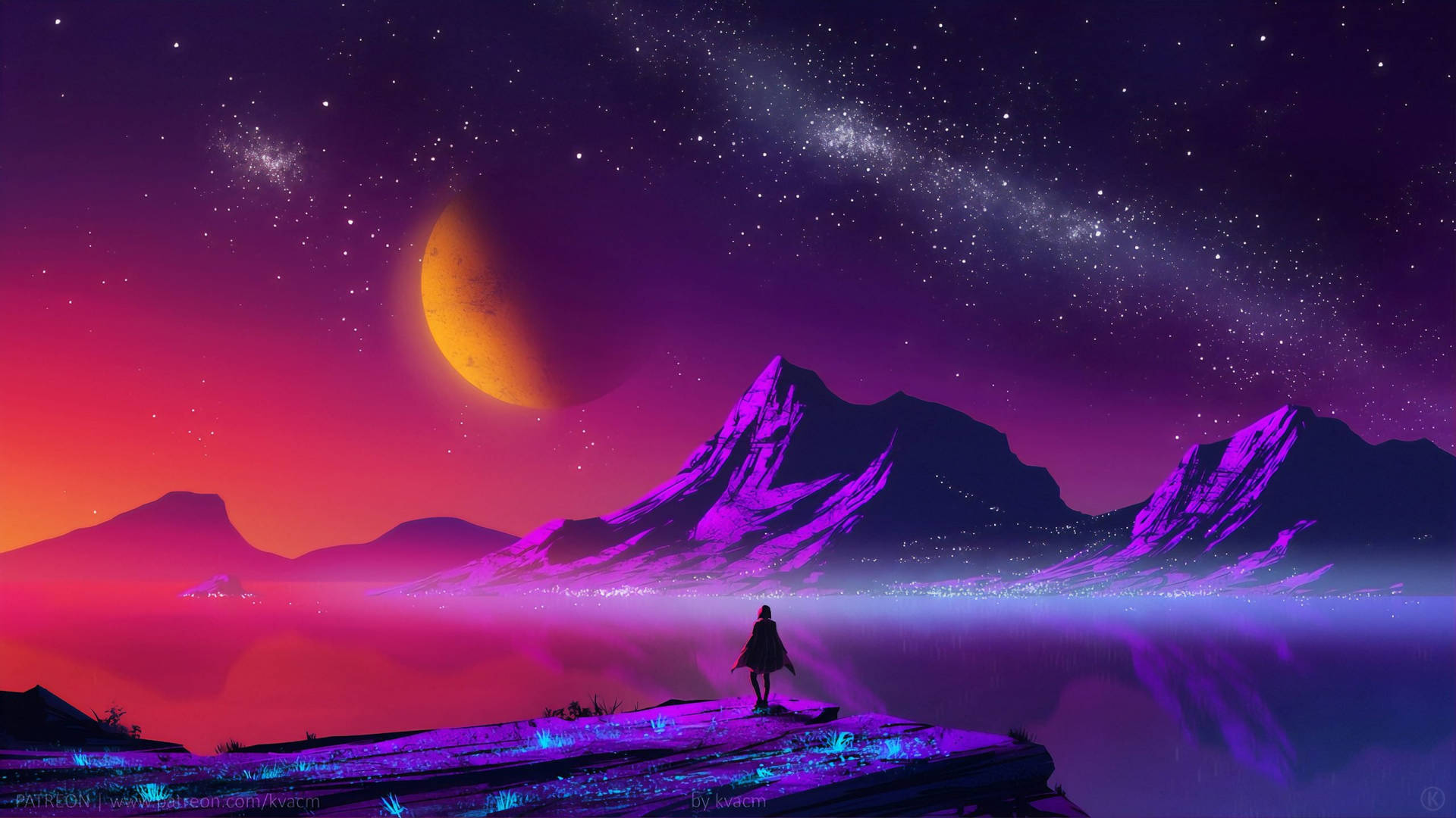 วอลเปเปอร์ศิลปะสวยงามหน้าผาพระจันทร์ — สุนทรียภาพศิลปะ GIF วอลเปเปอร์