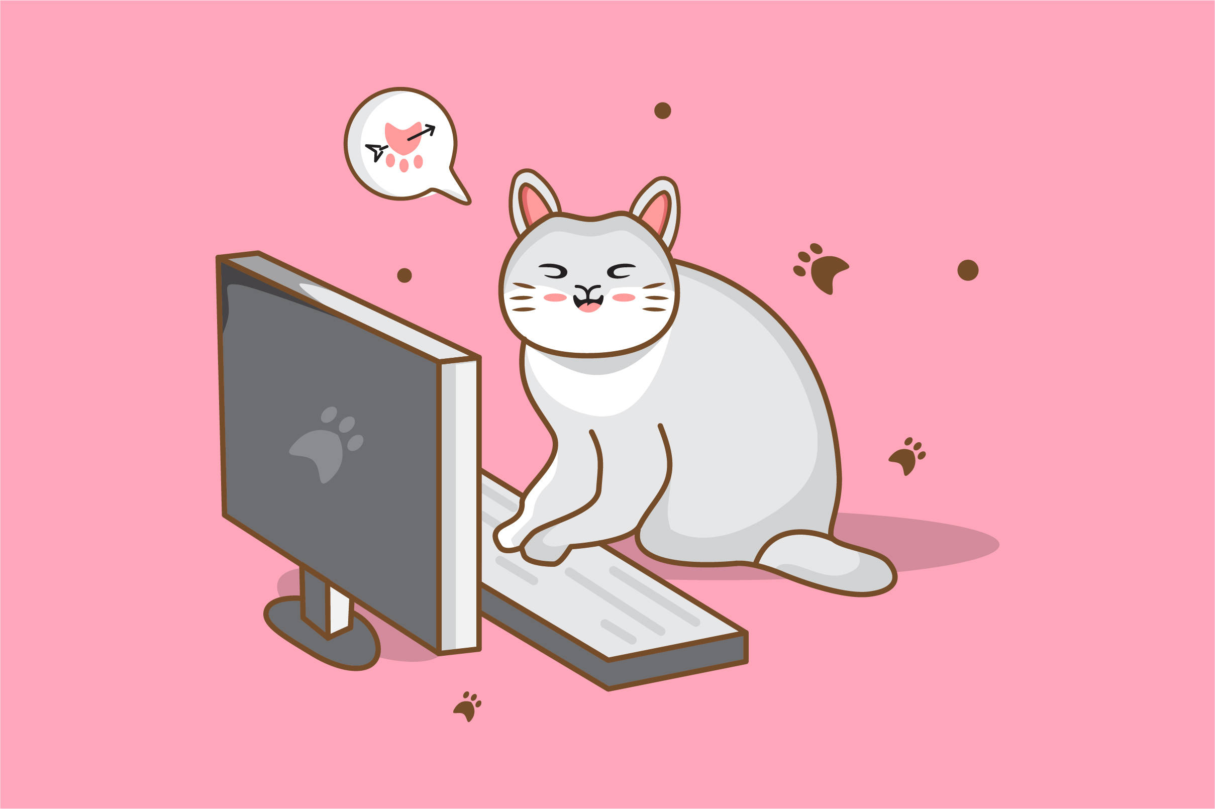 ศิลปะแมวบนคีย์บอร์ดคอมพิวเตอร์ วอลเปเปอร์