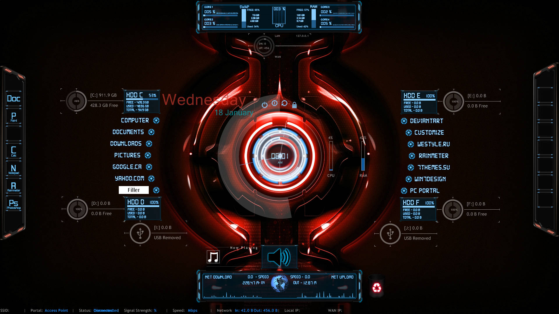 สกิน JARVIS บน Rainmeter วอลเปเปอร์