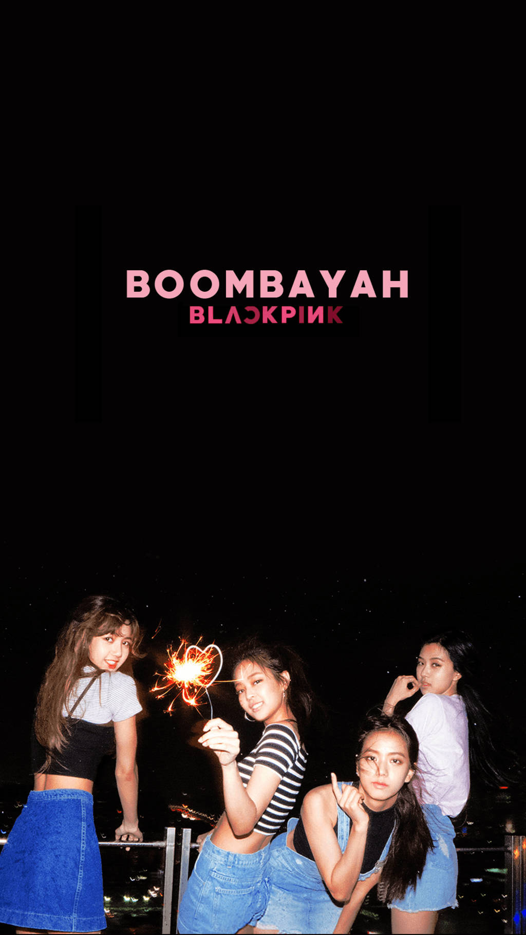 วอลเปเปอร์ Blackpink สาวๆ ออกเที่ยวกลางคืนพร้อมข้อความ Boombayah Blackpink — Blackpink วอลเปเปอร์