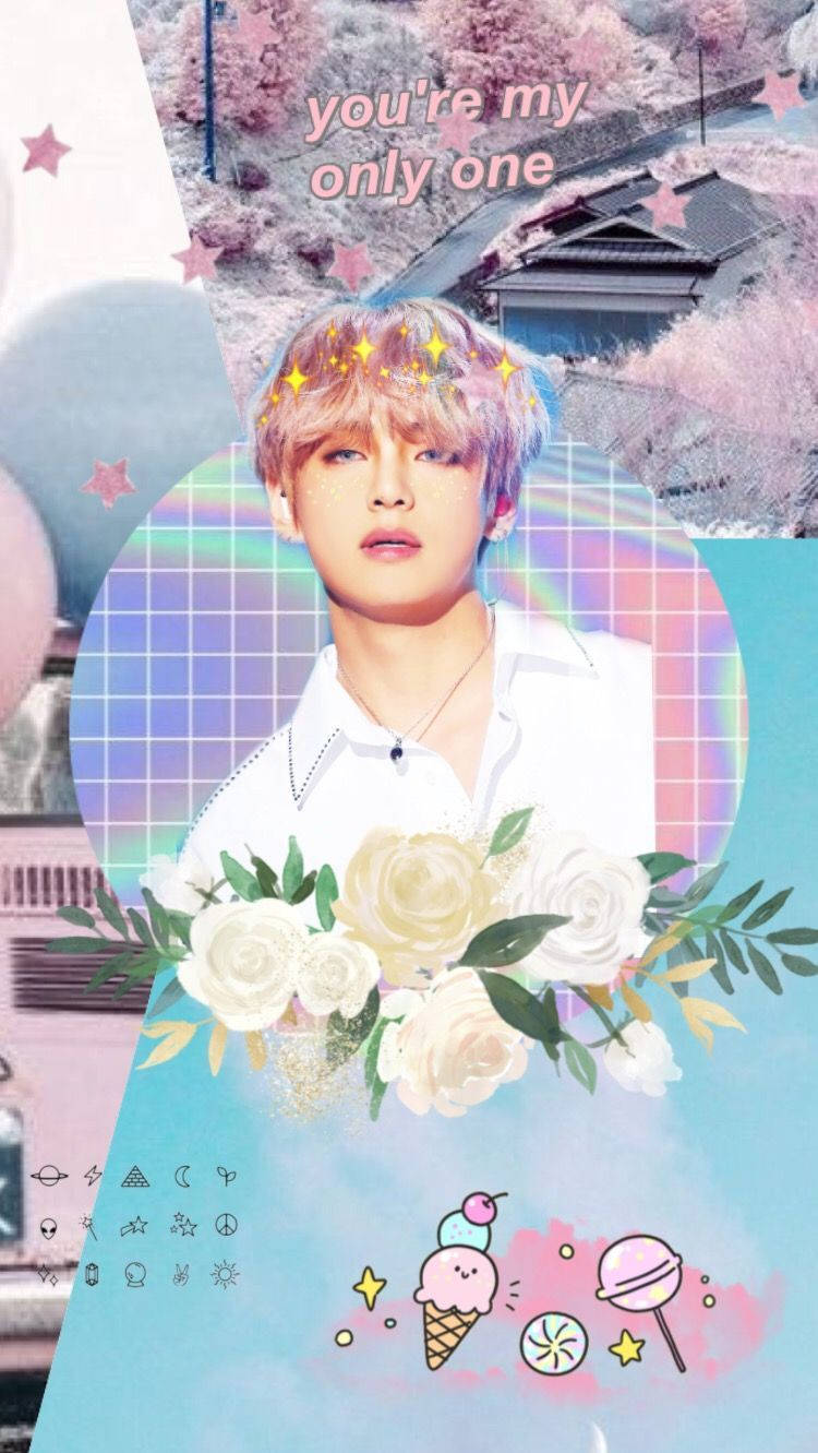 สมาชิกวง BTS V สีพาสเทลสไตล์สวยงาม — พาสเทลสวยงาม วอลเปเปอร์
