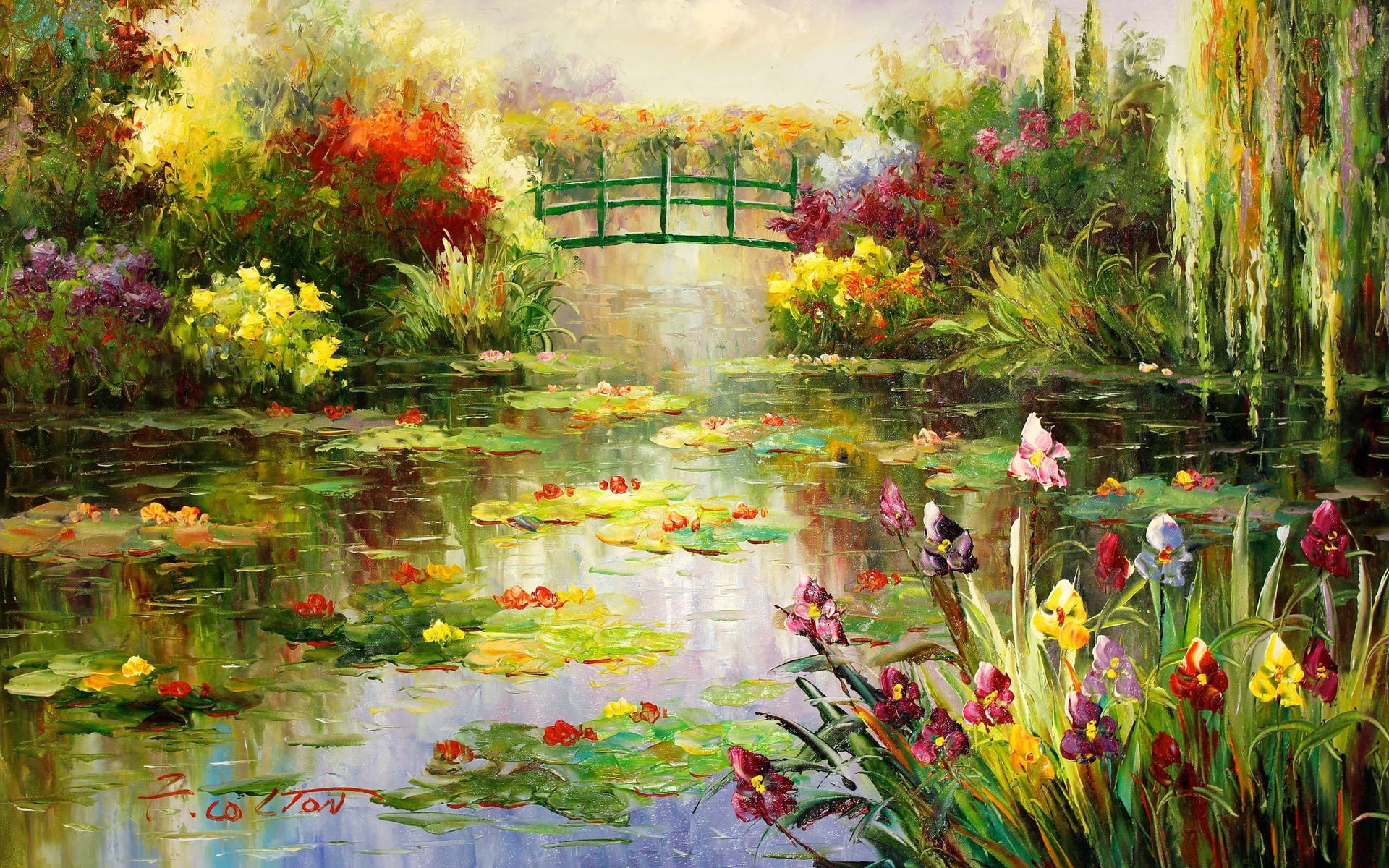 วอลเปเปอร์สระน้ำดอกไม้ศิลปะสวยงาม — สุนทรียภาพศิลปะ GIF วอลเปเปอร์