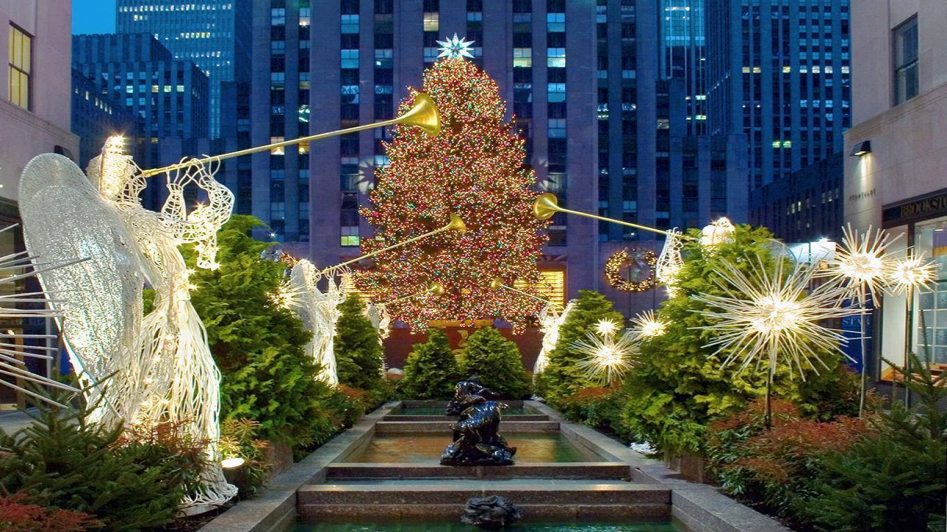 สวน Rockefeller Center ในช่วงเทศกาลคริสต์มาส วอลเปเปอร์