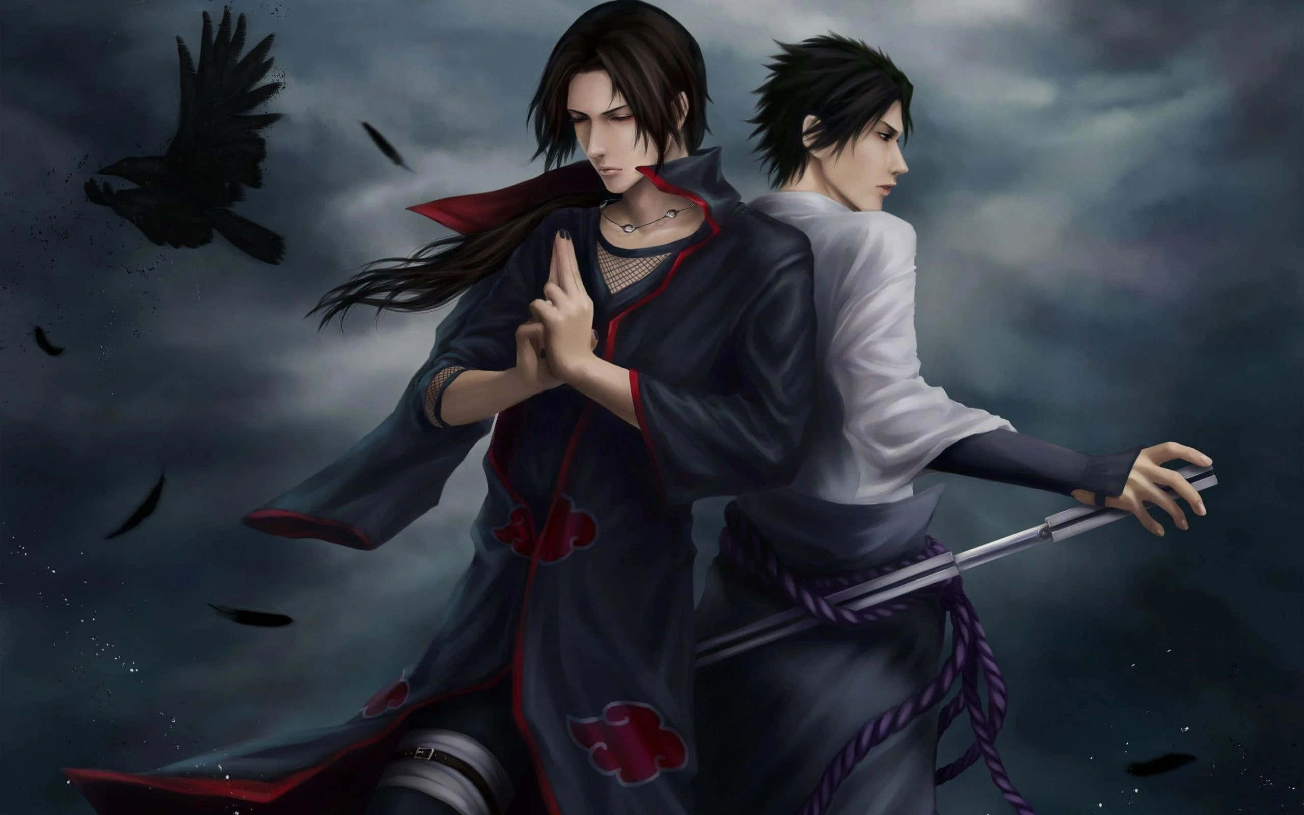 สองนักรบปะทะกัน แสดงถึงความดุเดือดของการต่อสู้ในอนิเมะ วอลเปเปอร์