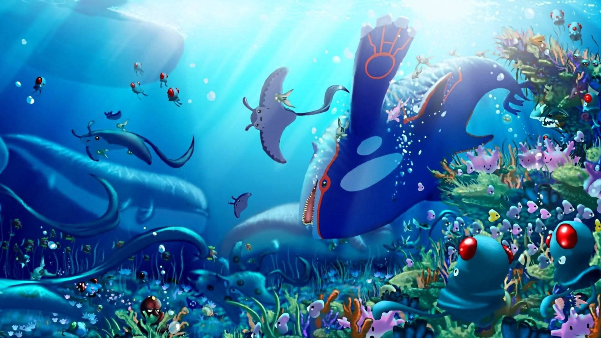วอลเปเปอร์ใต้ทะเลของโปเกมอนปลาและสัตว์ทะเล — โปเกมอน วอลเปเปอร์