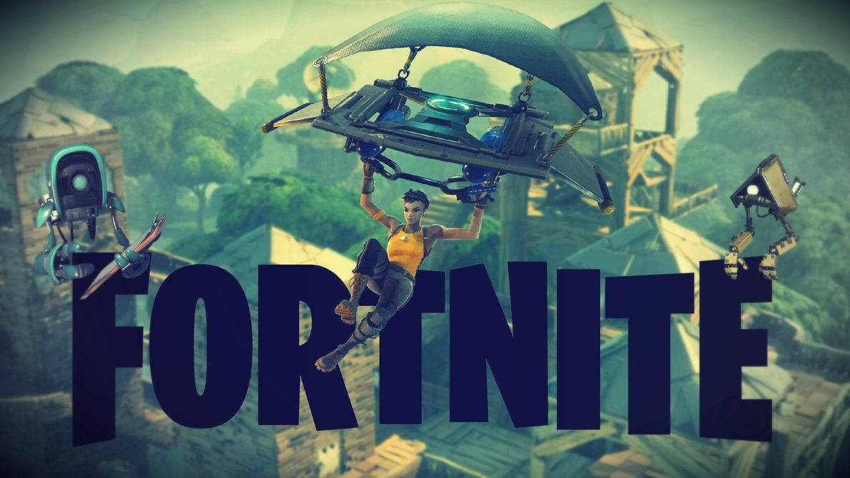 เกม Fortnite ในโทนสีเขียวกับตัวละครชายกำลังร่อน วอลเปเปอร์ — ฟอร์ทไนท์ วอลเปเปอร์