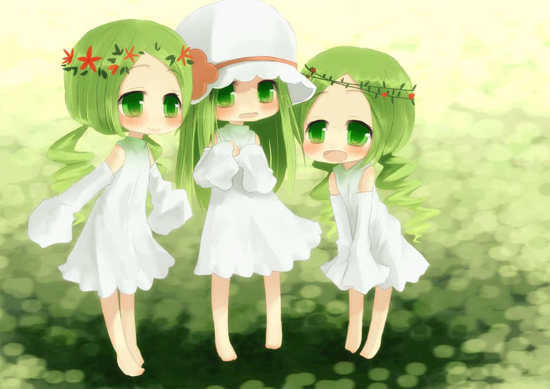 สามตัวการ์ตูนสีเขียวน่ารัก วอลเปเปอร์
