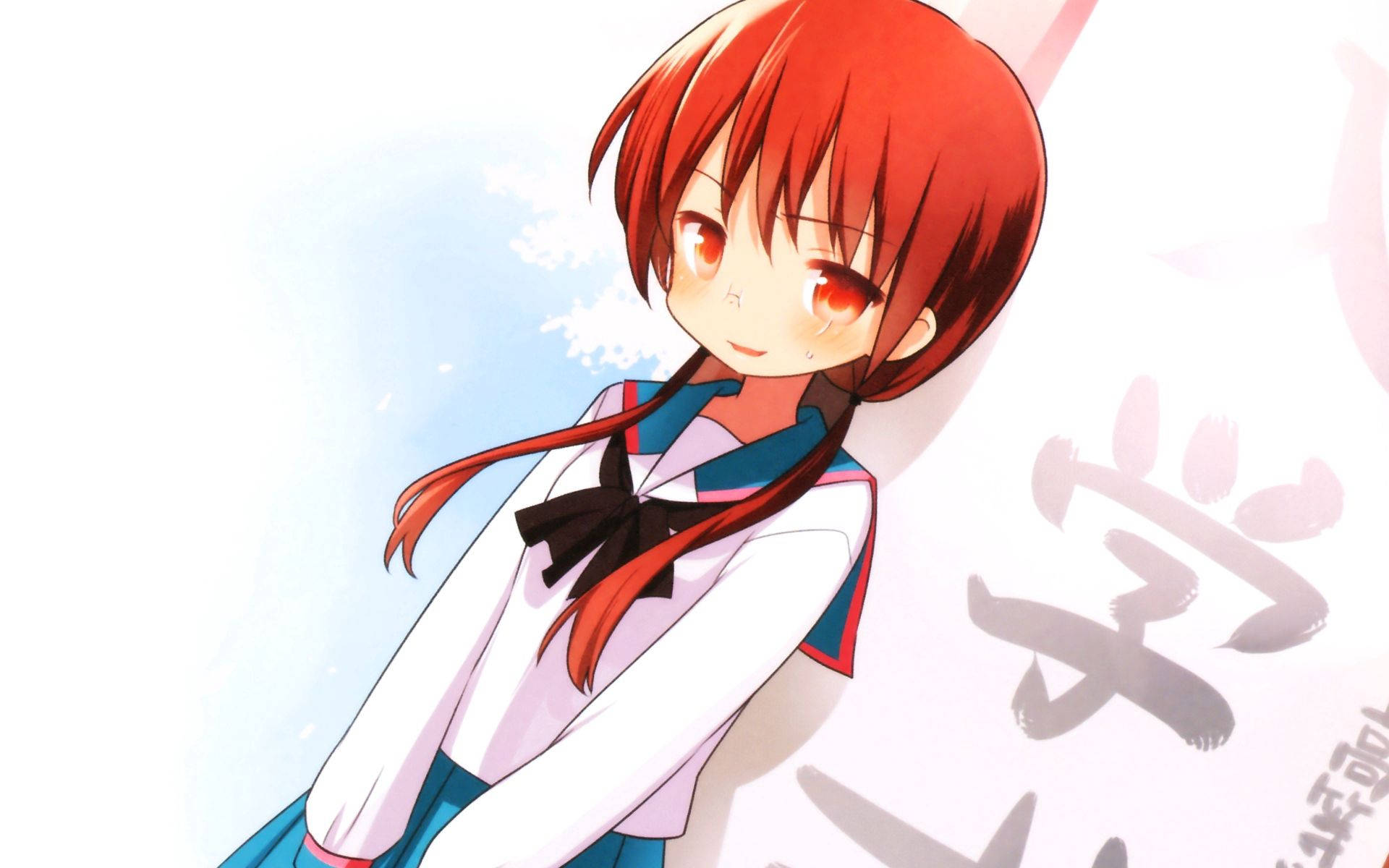 วอลเปเปอร์สาวน้อยอนิเมะน่ารักผมแดง — สาวอนิเมะ วอลเปเปอร์