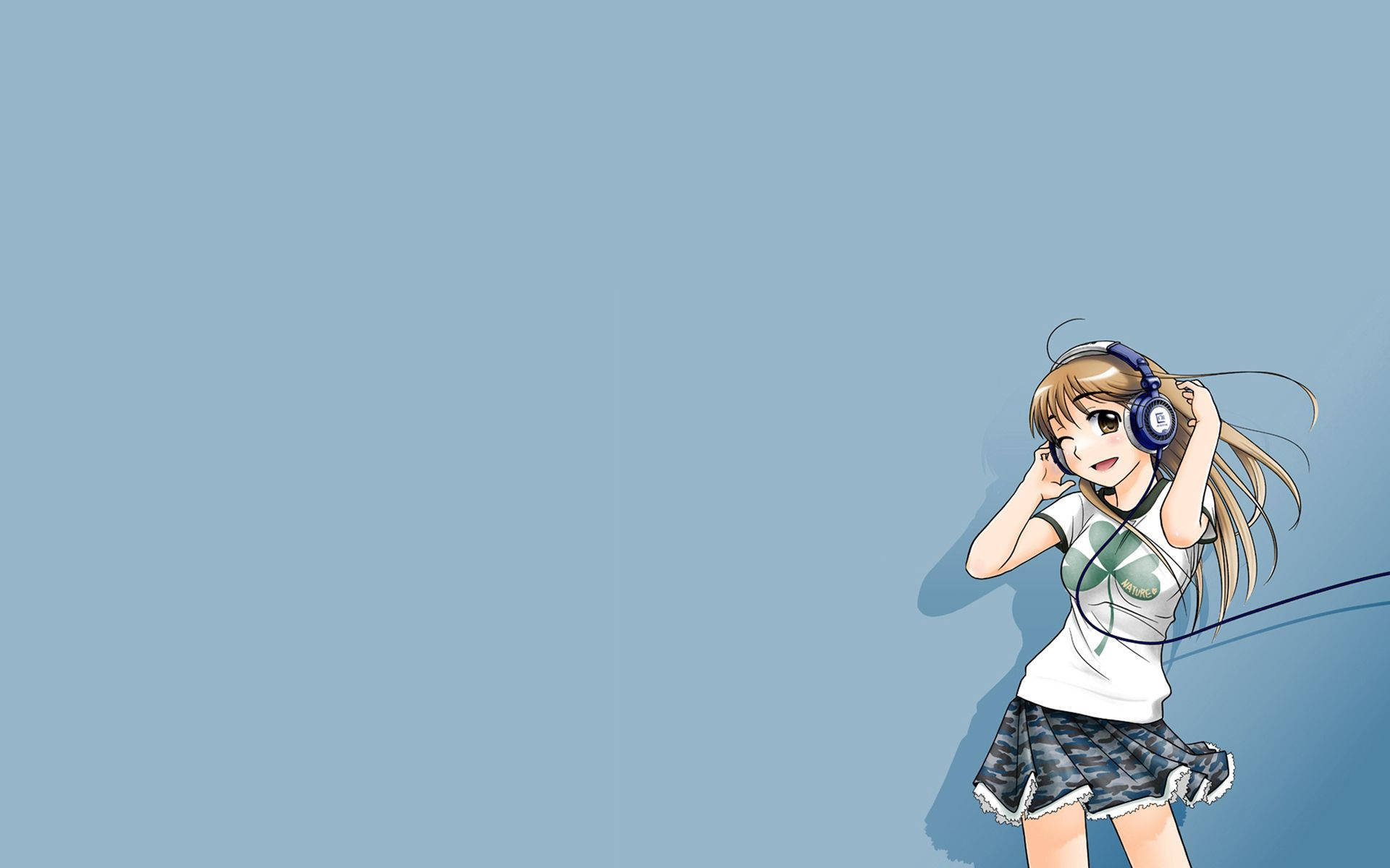 วอลเปเปอร์สาวอนิเมะกำลังฟังเพลง — สาวอนิเมะ วอลเปเปอร์