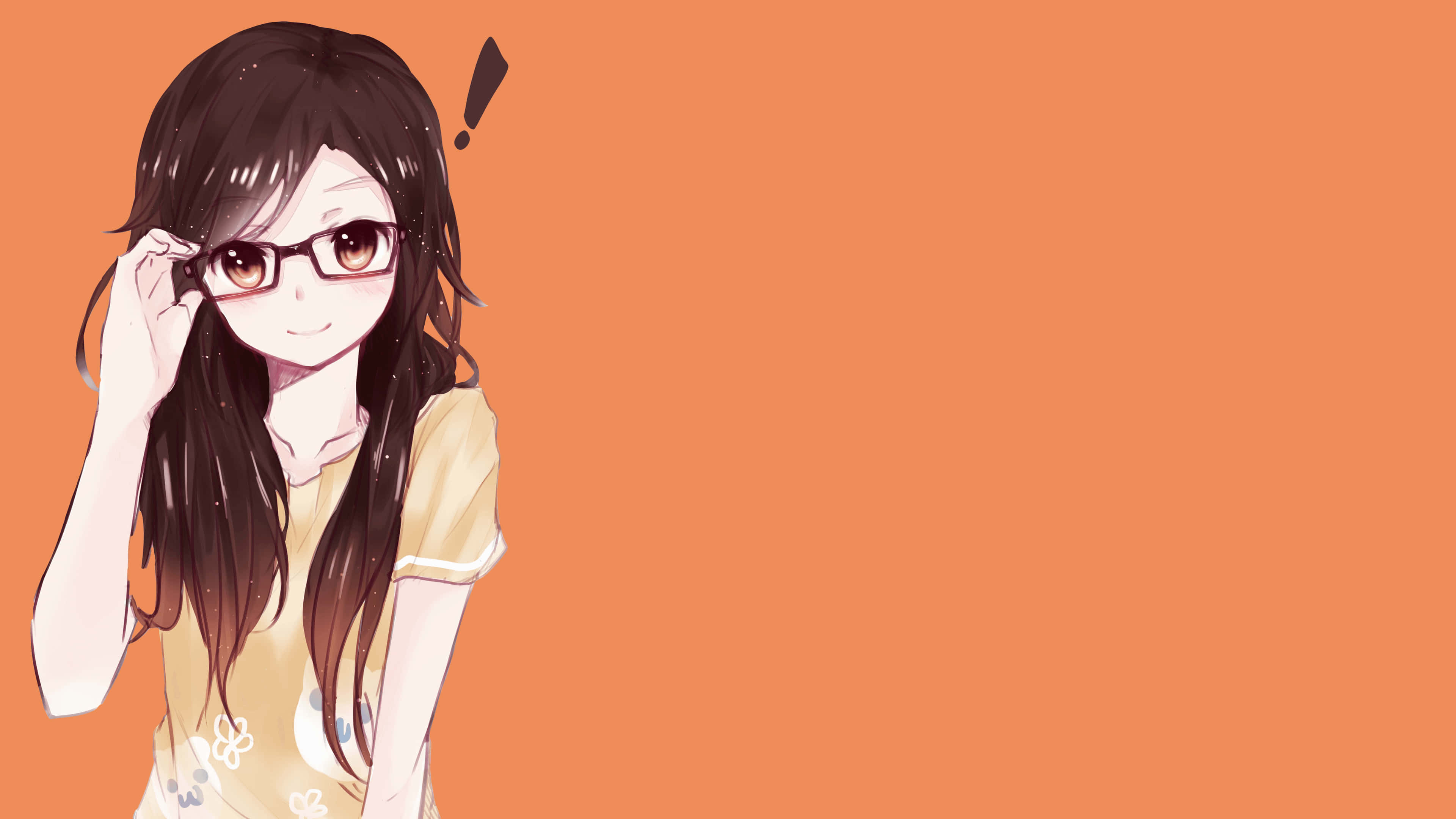 สาวสวมแว่นตากับพื้นหลังสีเหลือง วอลเปเปอร์