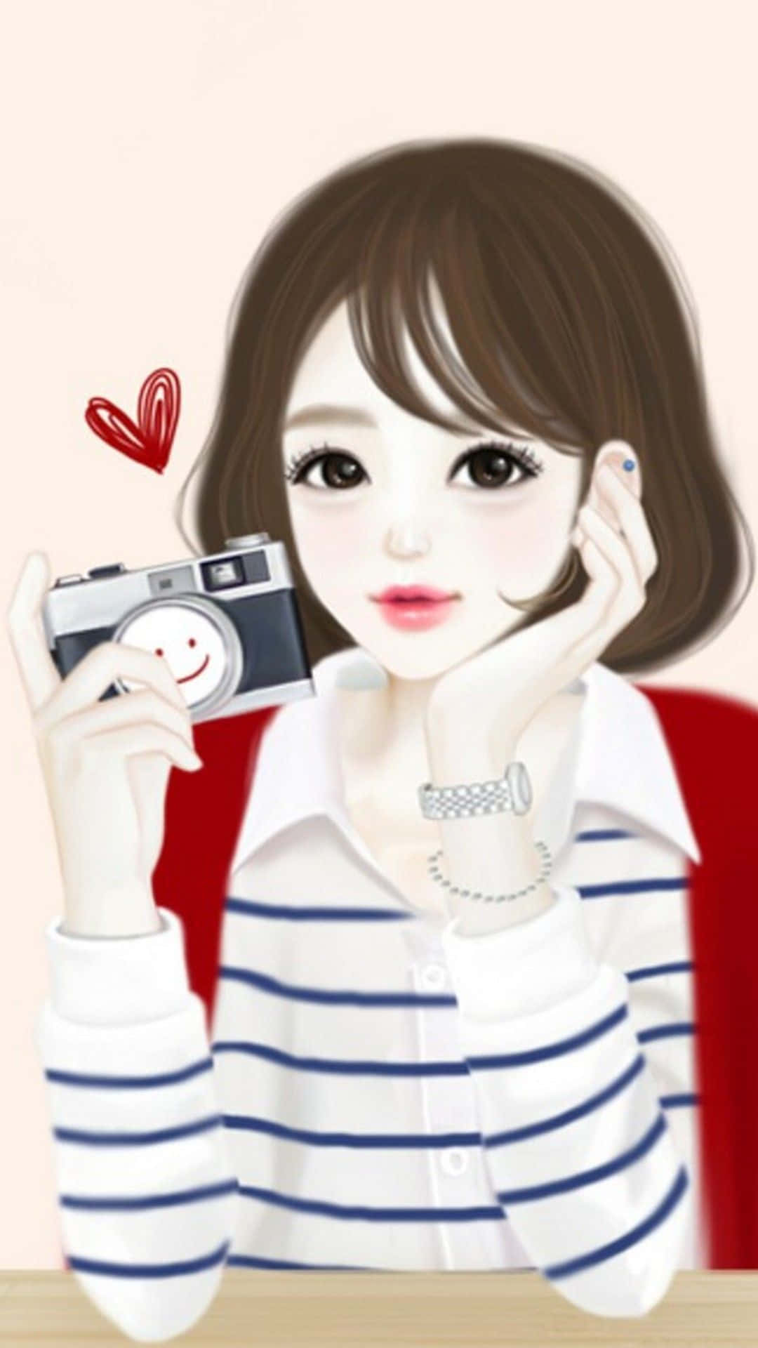 สาวสวยอนิเมะถือกล้อง วอลเปเปอร์