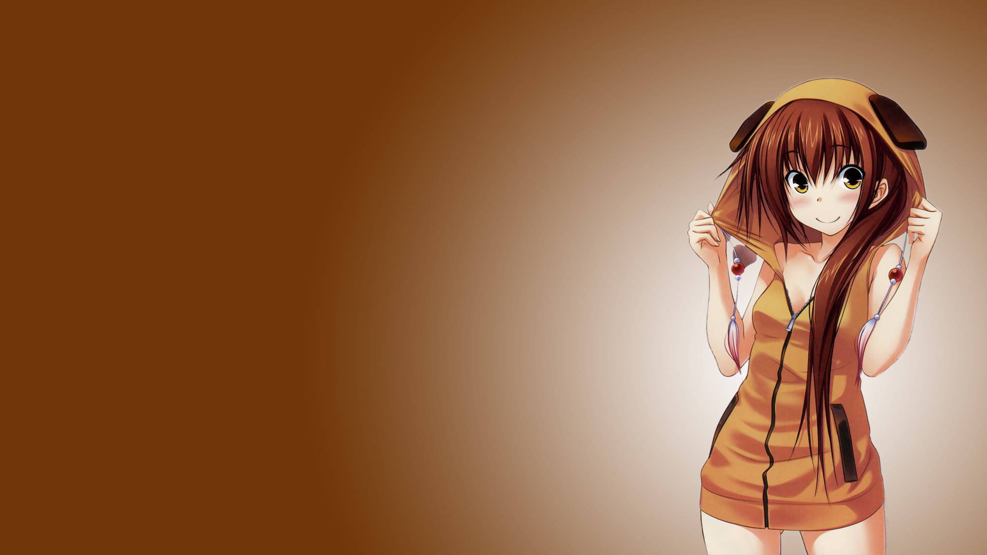 สาวอนิเมะคาซึโกะ คาวาคามิใส่ฮู้ด วอลเปเปอร์