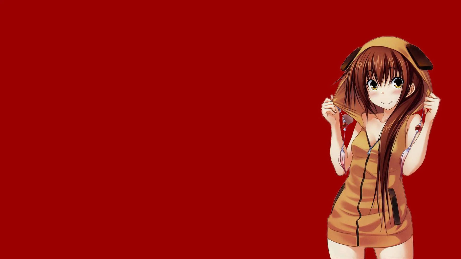 สาวอนิเมะคาซึโกะ คาวาคามิใส่ฮู้ด วอลเปเปอร์