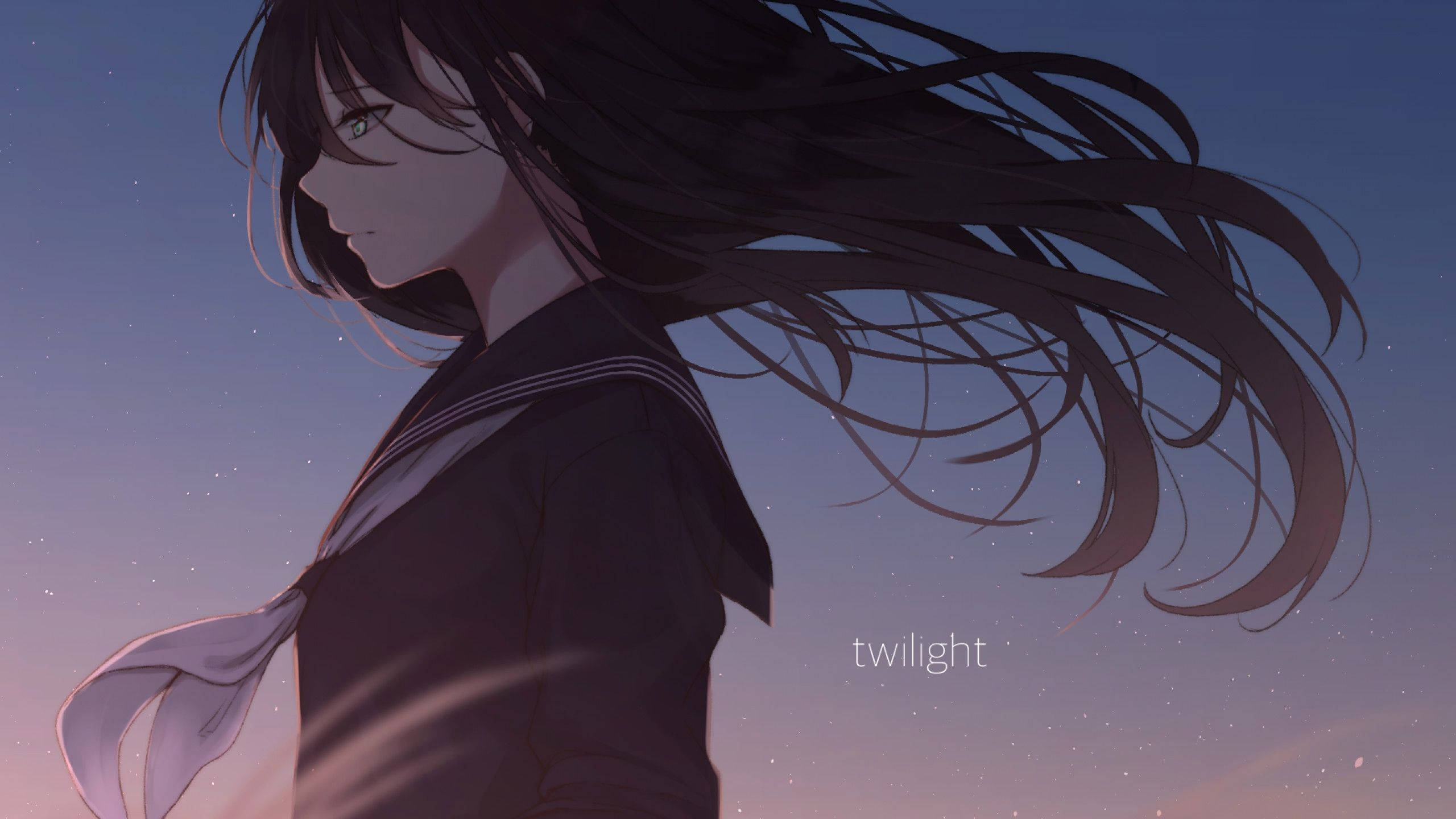 สาวอนิเมะน่ารักสไตล์สวยเศร้า วอลเปเปอร์