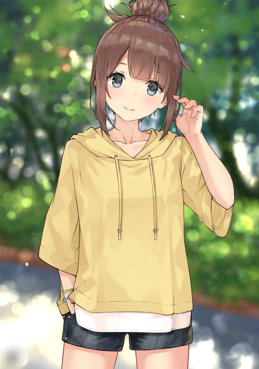 สาวอนิเมะน่ารักใส่ฮู้ด วอลเปเปอร์