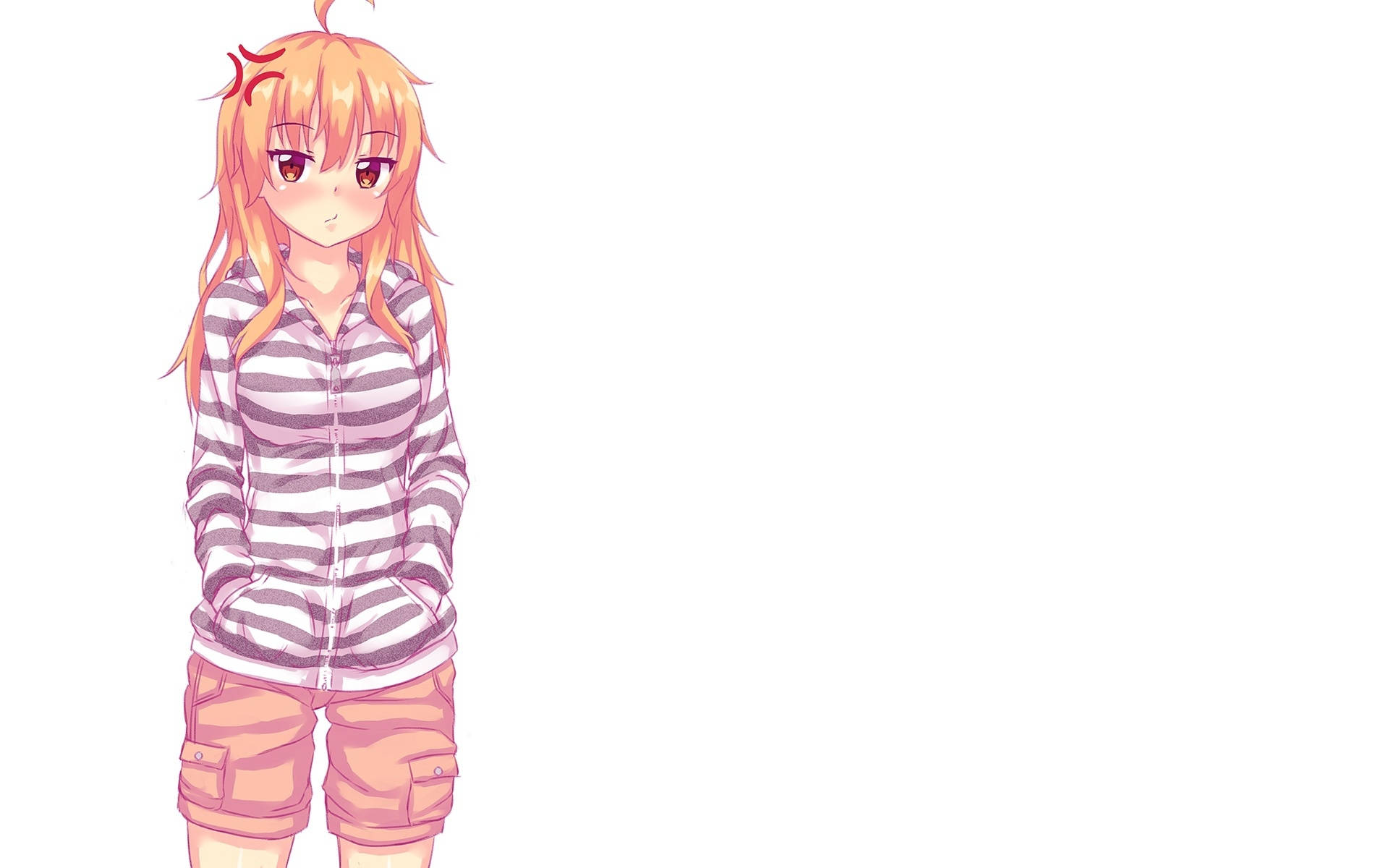 สาวอนิเมะผมบลอนด์ใส่ฮู้ดลายเส้น วอลเปเปอร์