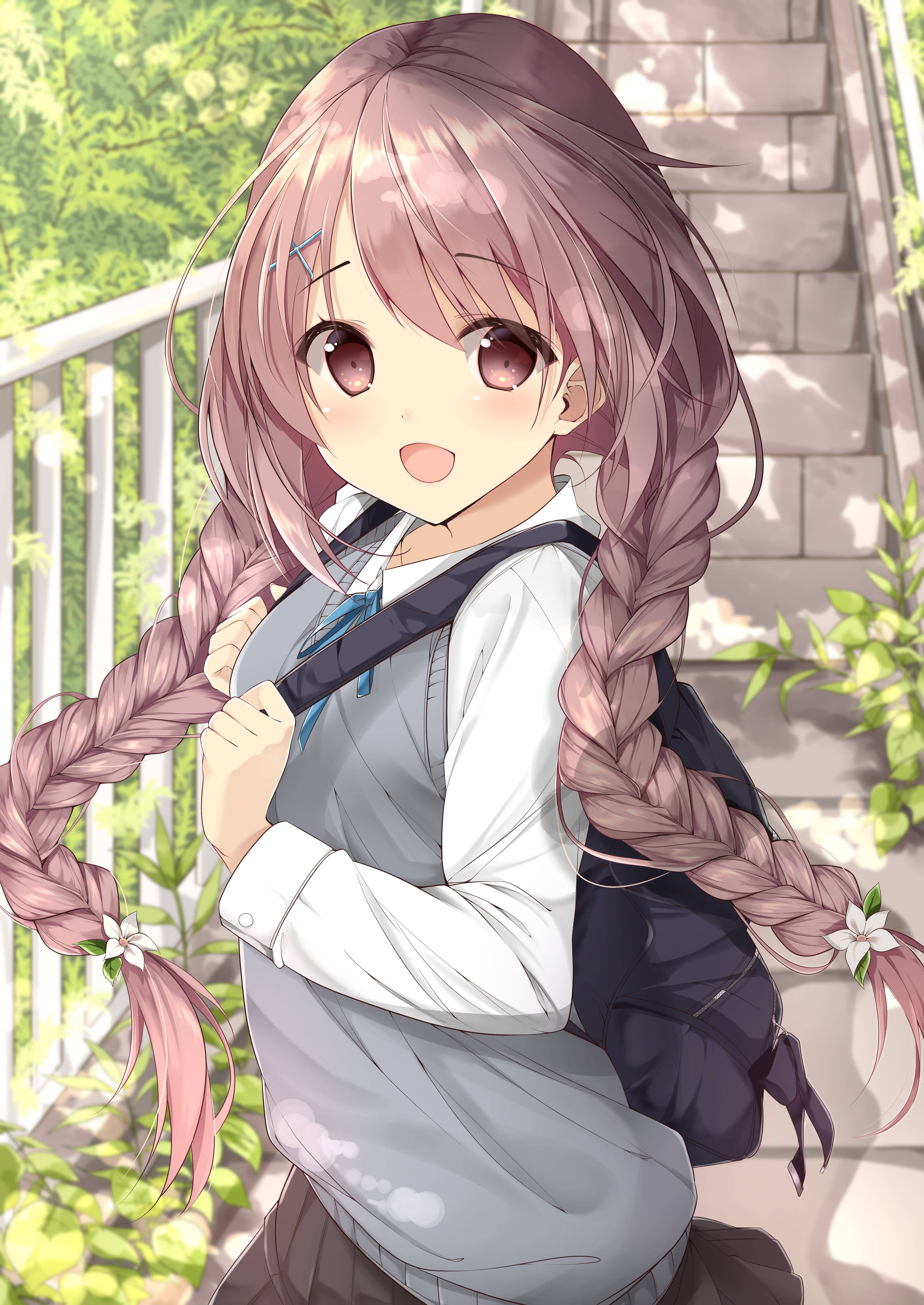 สาวอนิเมะผมเปีย วอลเปเปอร์