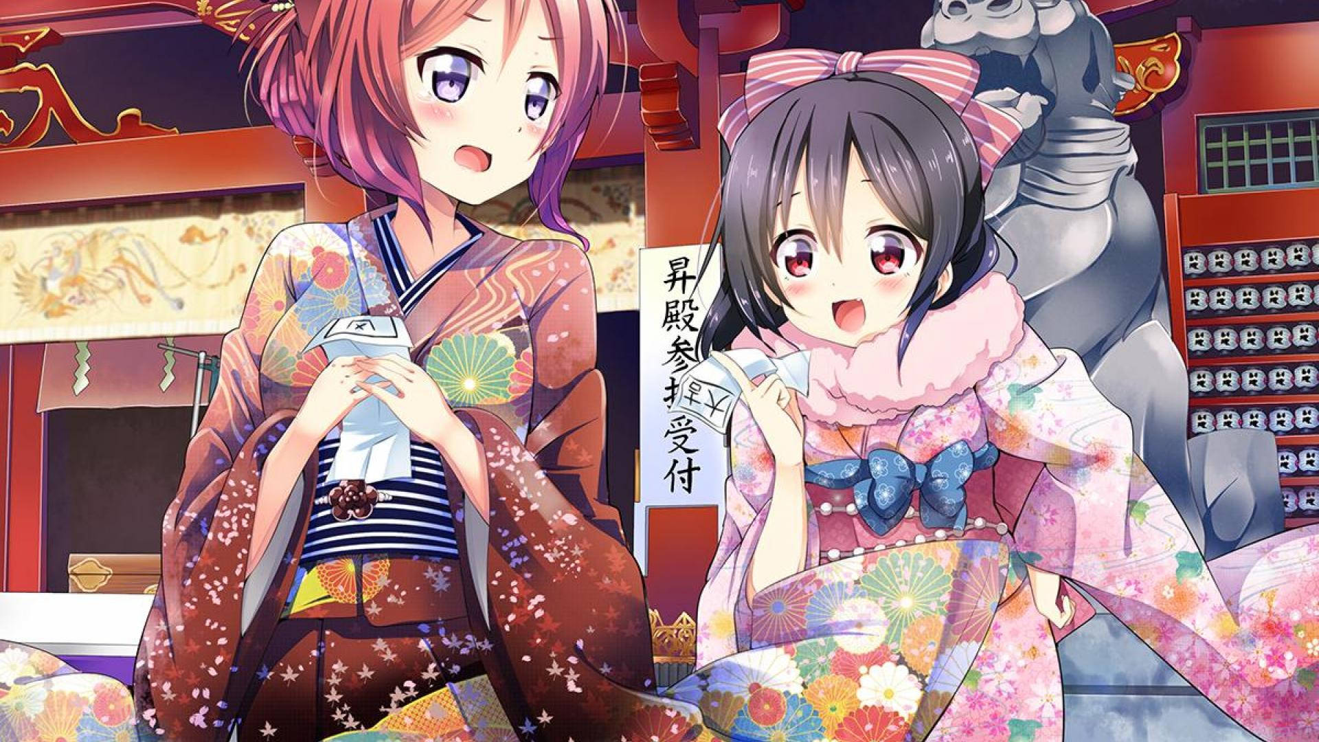 วอลเปเปอร์สาวอนิเมะสวมยูกาตะ — อนิเมะ GIF เคลื่อนไหว วอลเปเปอร์