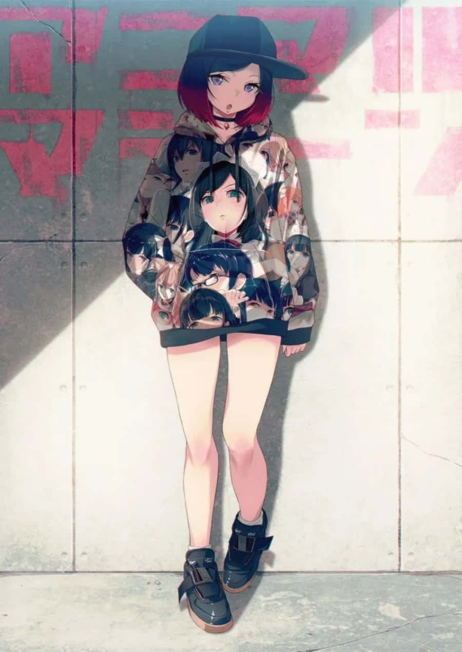 สาวอนิเมะสวยในฮู้ดดี้มีสไตล์ วอลเปเปอร์