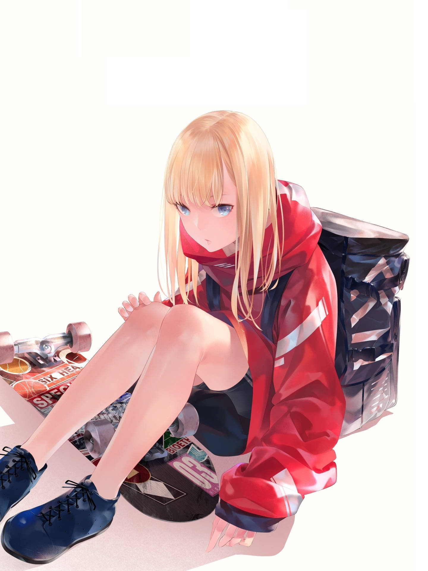 สาวอนิเมะสเก็ตบอร์ดใส่ฮู้ดสวยเก๋ วอลเปเปอร์